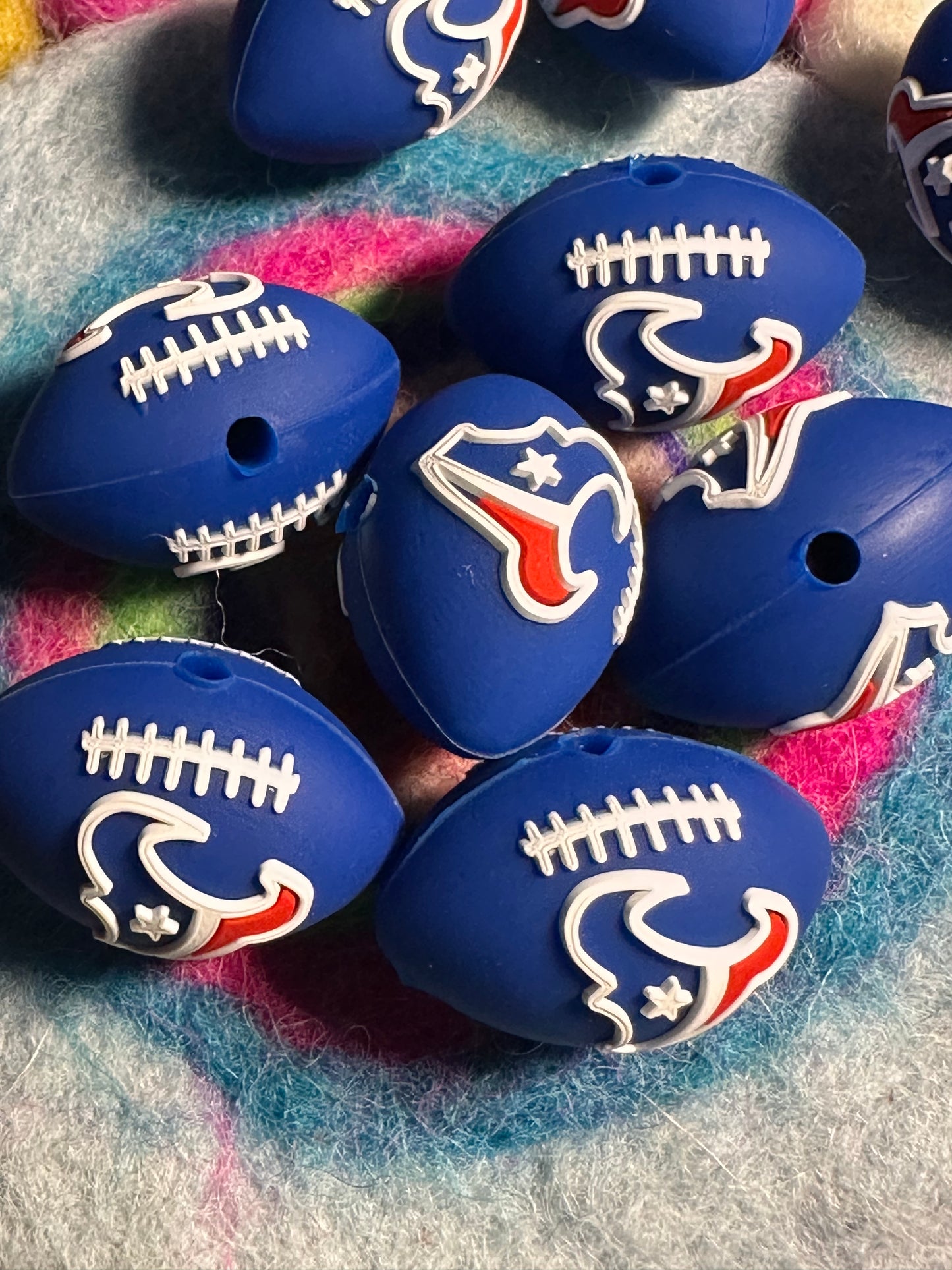 3D Texans focal bead design /football shaped silicone bead