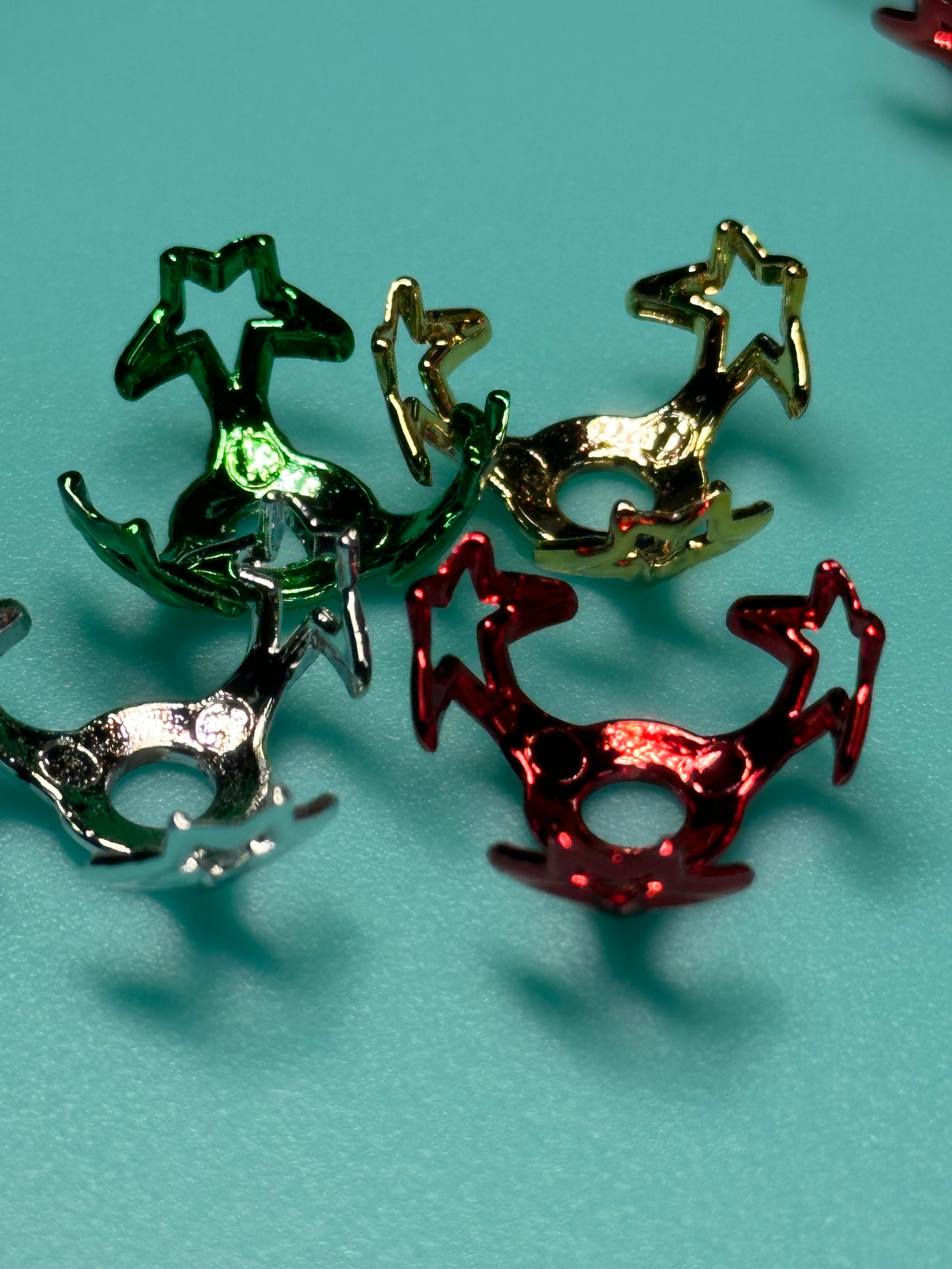 Metallic bead cages/ jewelry Bead/ beadable pen/ keychain bead/fits up to 15mm /plastic/ Ten (10) pieces included-5 sets