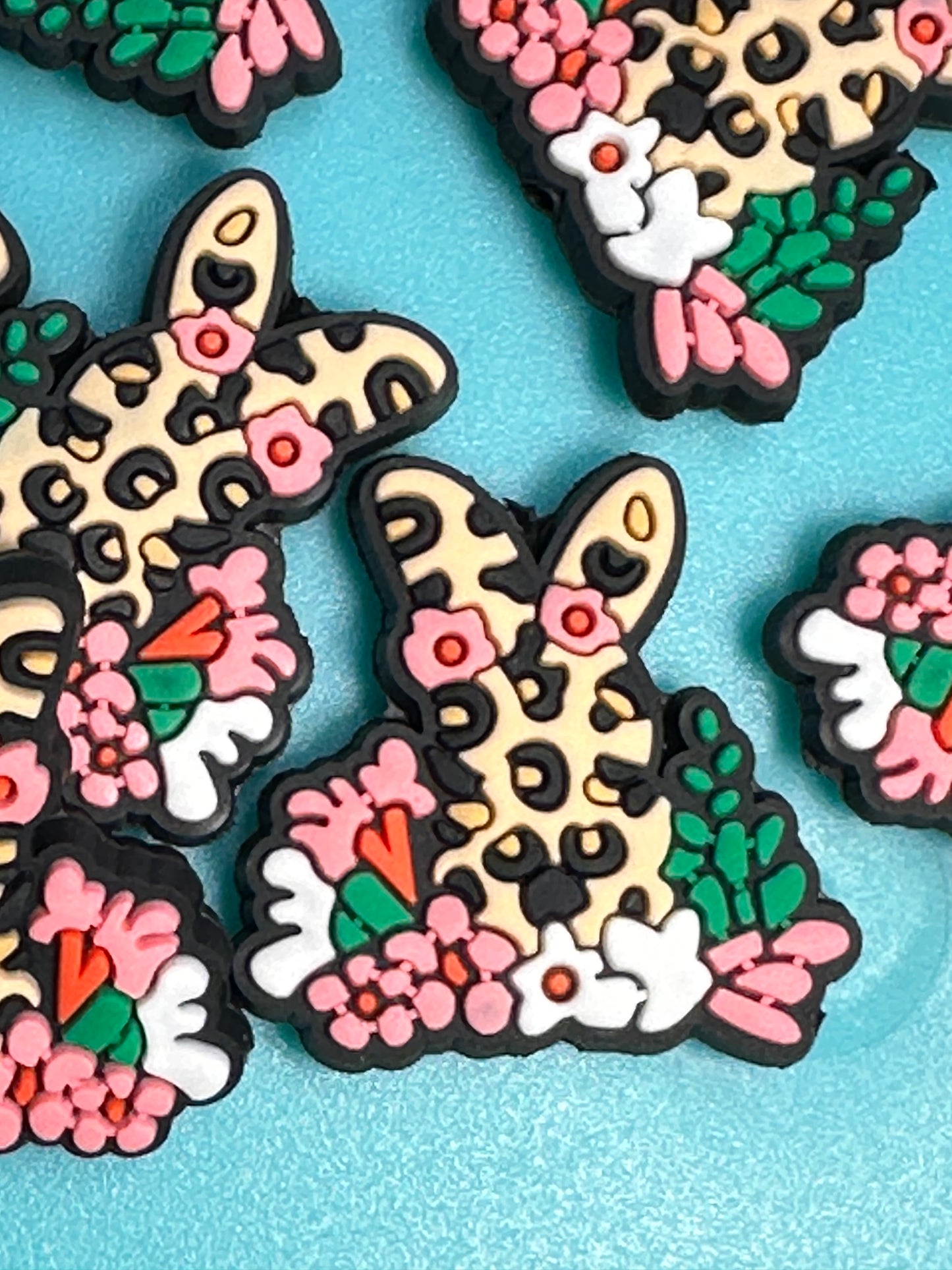 Leopard print Easter bunny focal bead/ silicone bead/ pen beading/ DIY/ Easter egg/ bunny ears