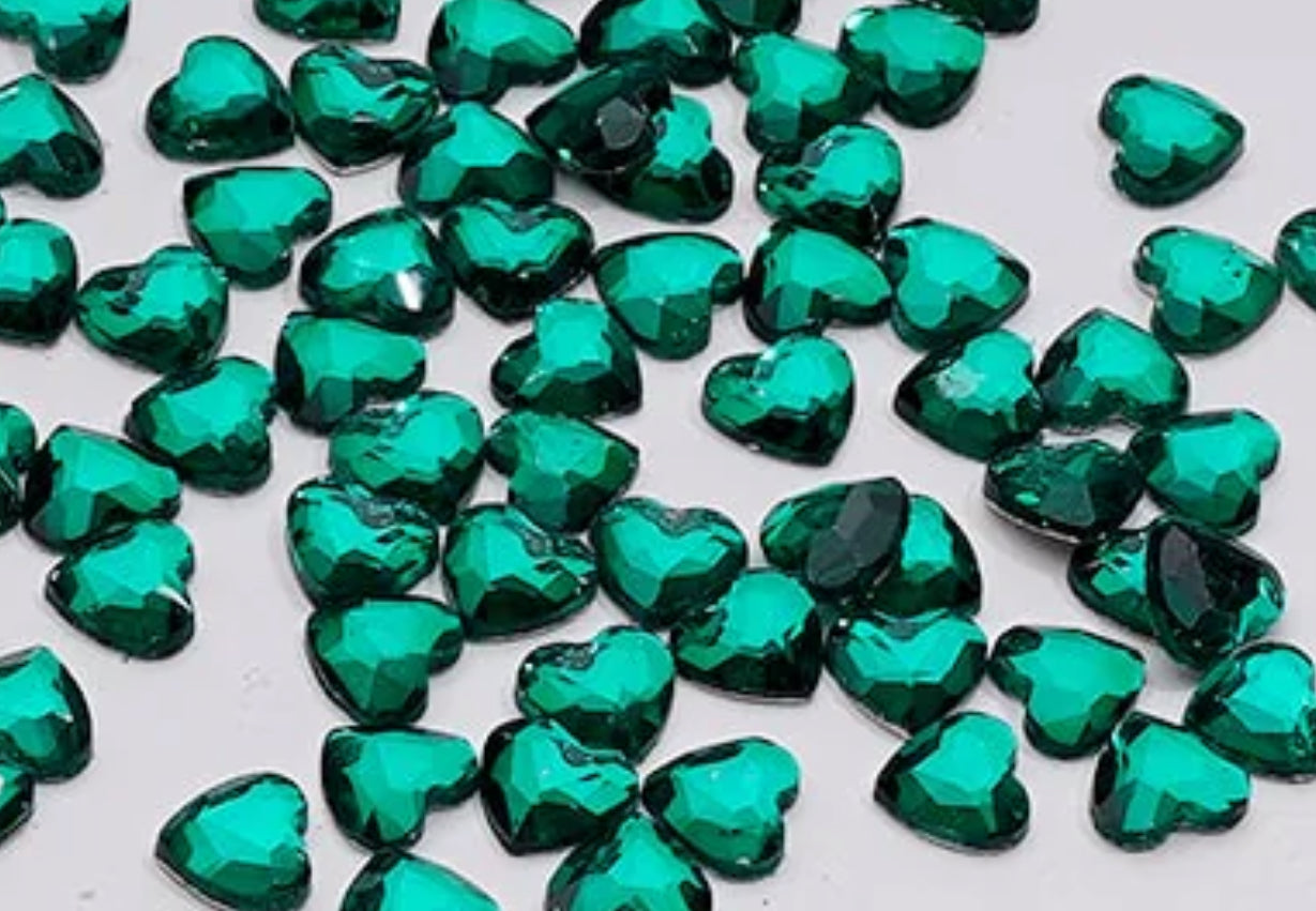 Sparkly little flat backs faceted heart shaped charms/many colors/