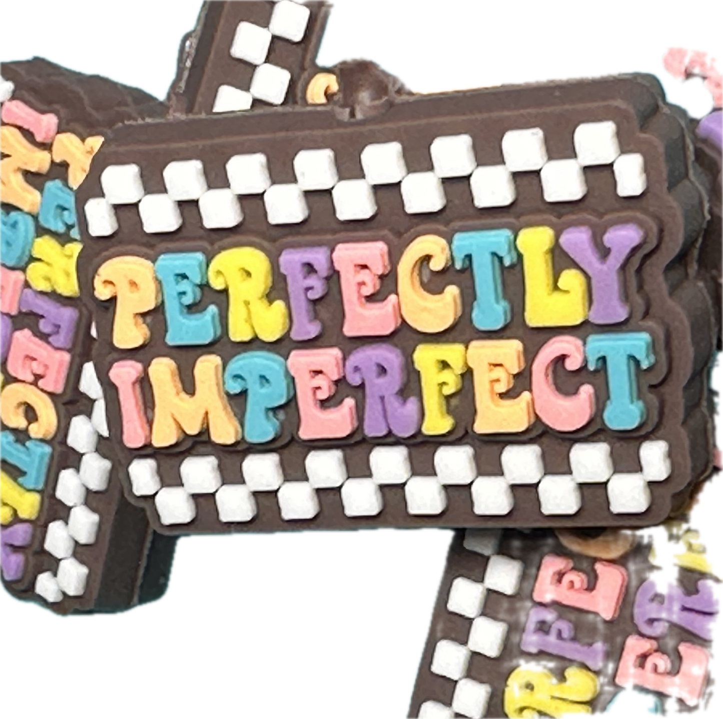 Perfectly imperfect/Uplifting words focal bead/ silicone bead/ pen beading/ keychain bead