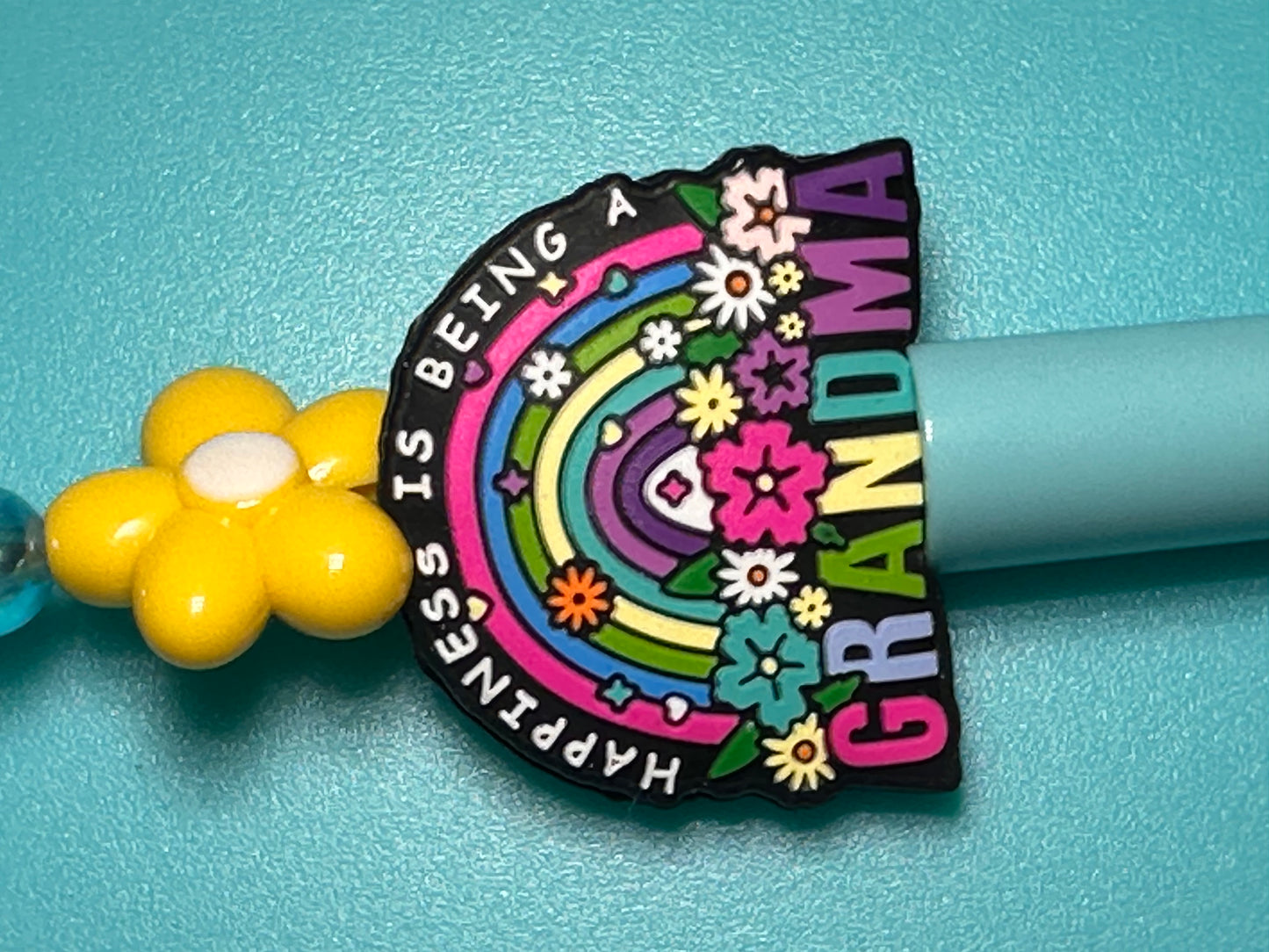 Happiness is being a Grandma Focal Bead/ beadable pen/ Silicone bead/keychain bead/ rainbow bead/ Grandmother Love