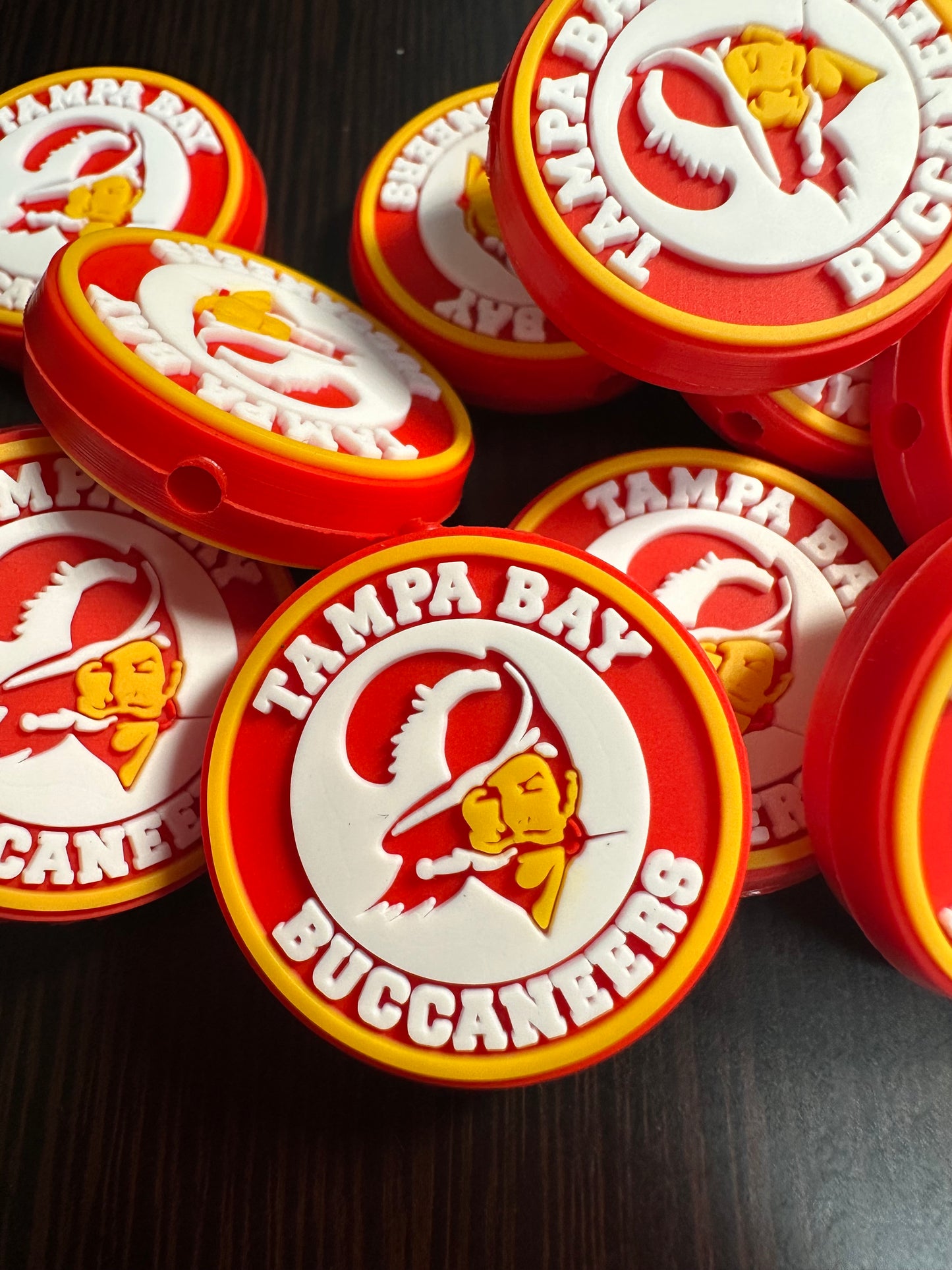 NEW Tampa Bay Buccaneers focal bead/football/ round silicone bead #3