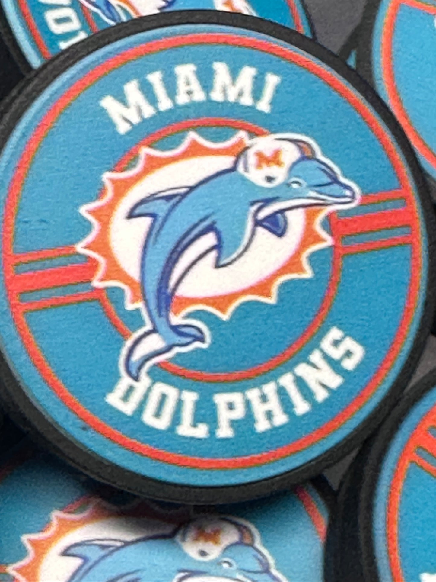 NEW Miami Dolphins focal bead/ perfect for bag charms-cup charms-beaded pens