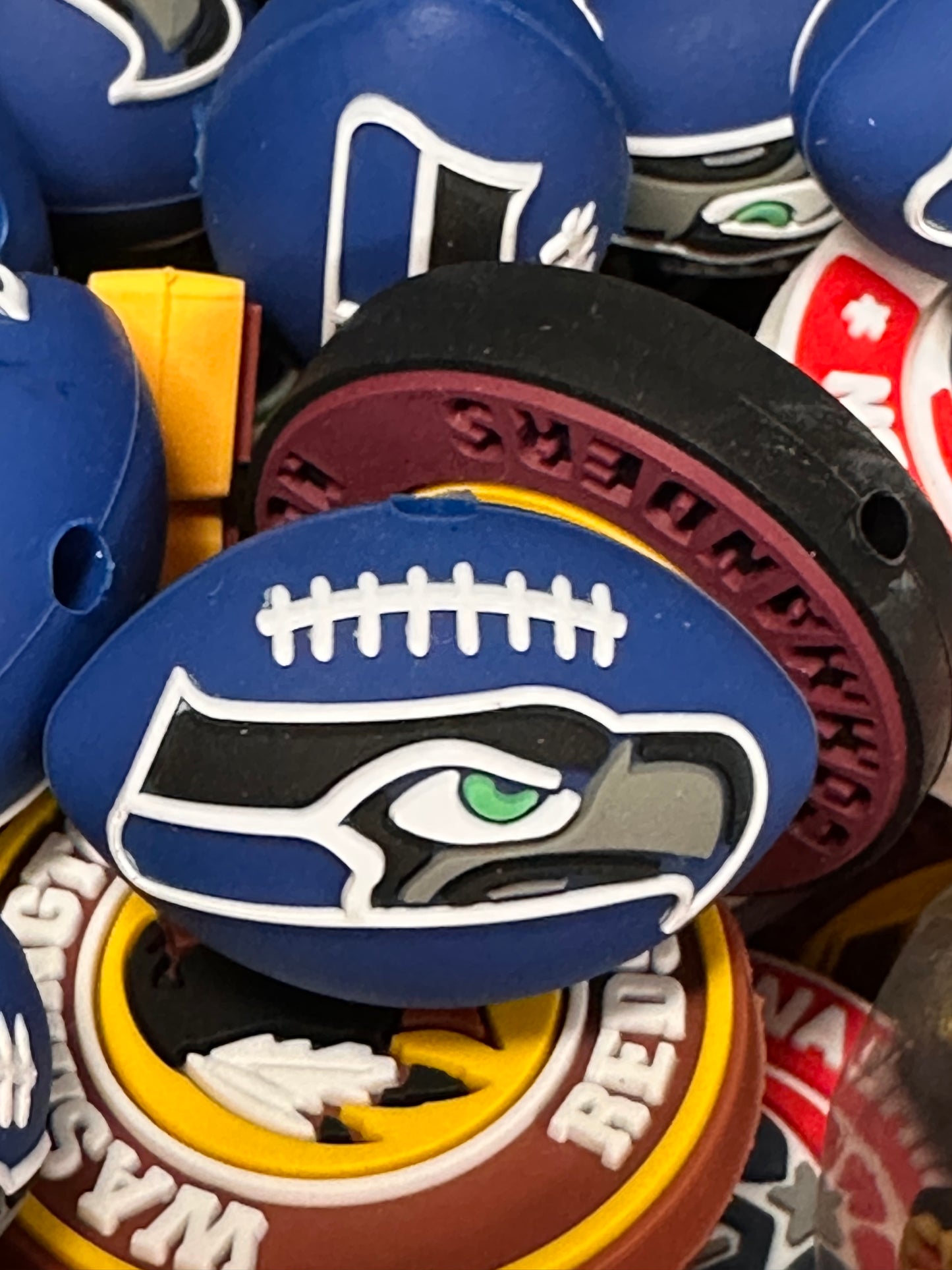 3D football shaped Seattle Seahawks focal bead