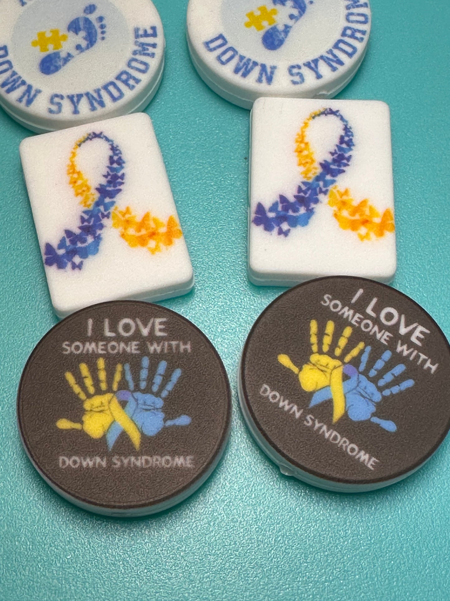 Down Syndrome Awareness Ribbon Focal Beads/ beadable pen/ Silicone bead/ keychain bead/ 5 designs/ World Down Syndrome Day