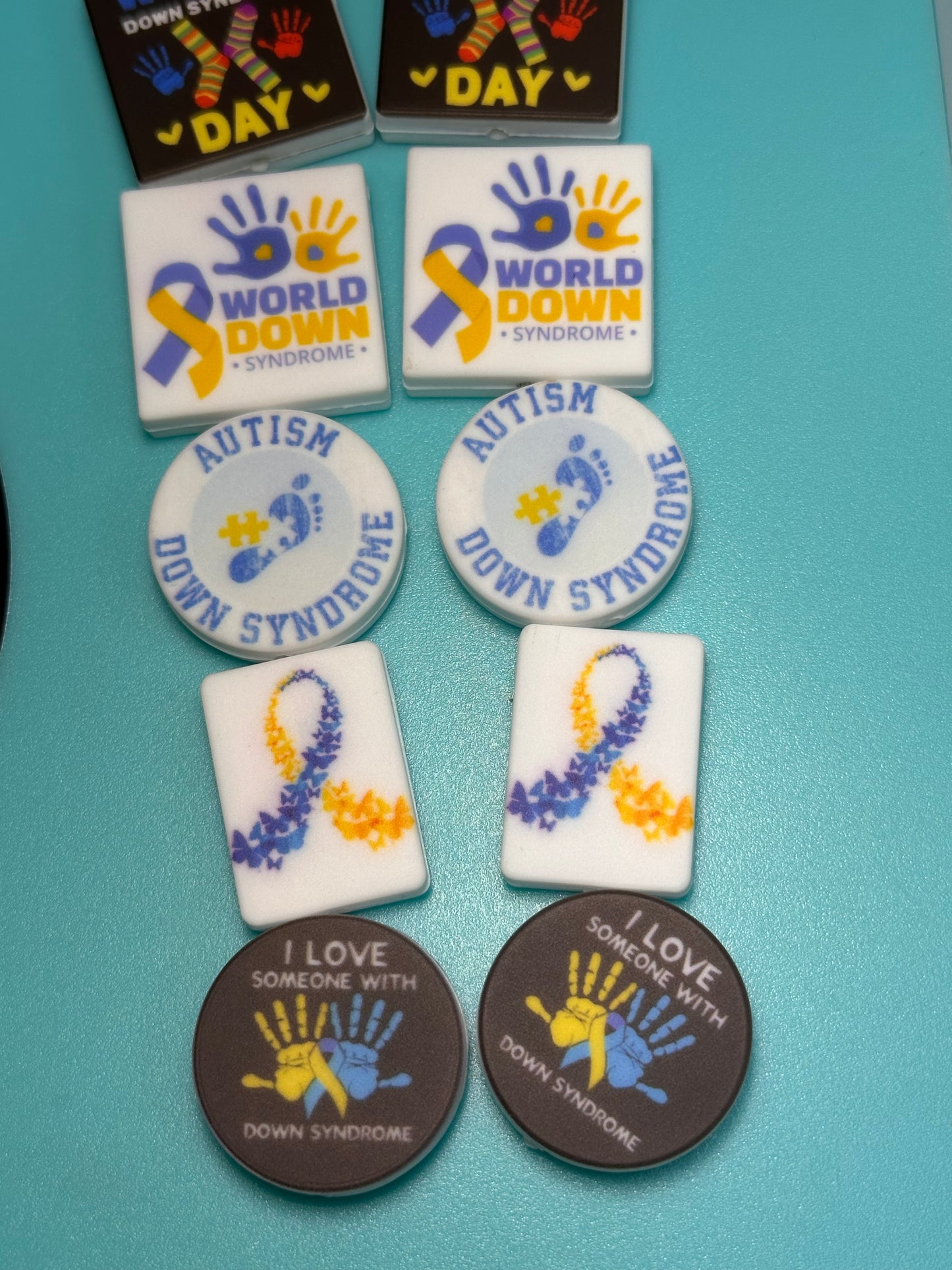 Down Syndrome Awareness Ribbon Focal Beads/ beadable pen/ Silicone bead/ keychain bead/ 5 designs/ World Down Syndrome Day