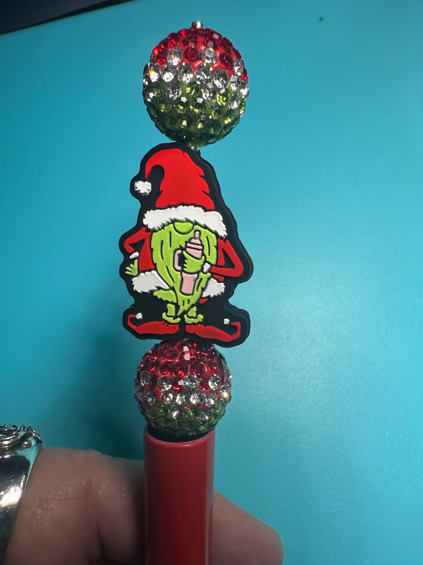 Christmas rhinestone beads/Five beads included/fancy Beads/ beadable pen/ keychain bead/ pastel beads/20mm