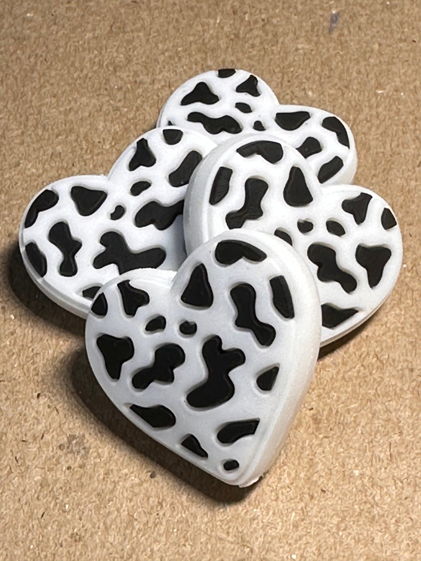 Cow print star and heart Focal Bead