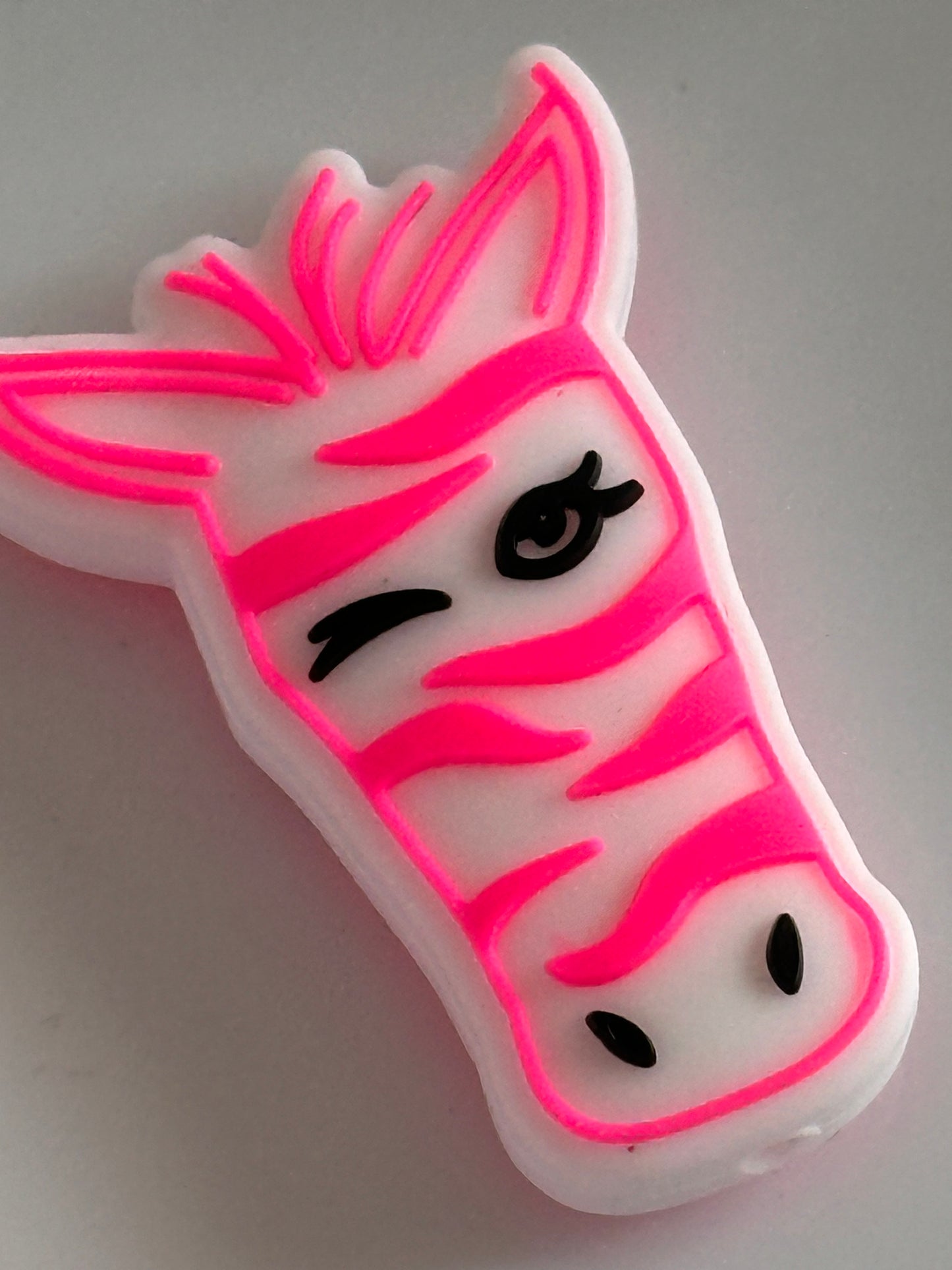 Pink Zebra striped focal bead / zoo