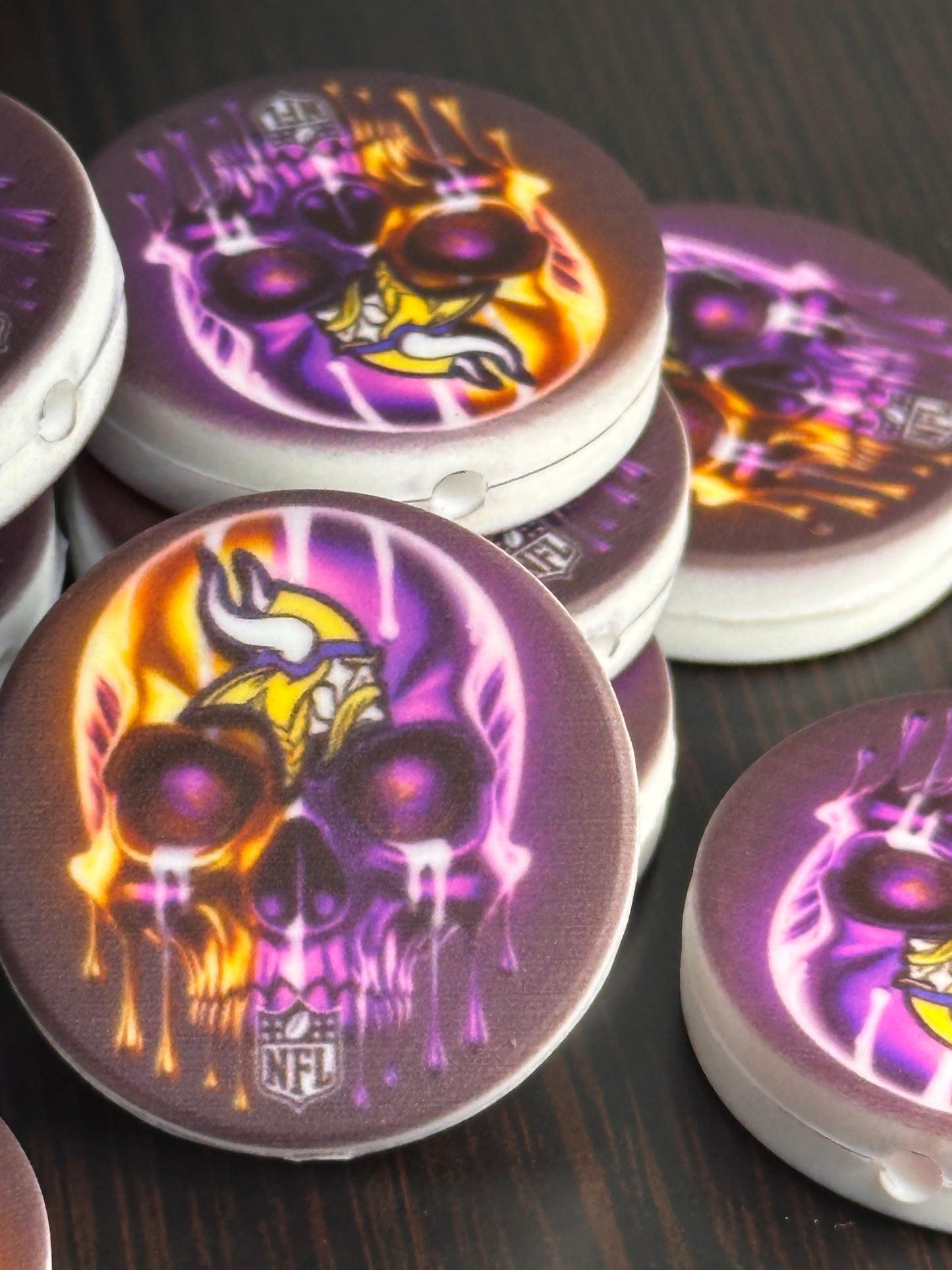 New Minnesota Vikings focal bead / football / round/ skull