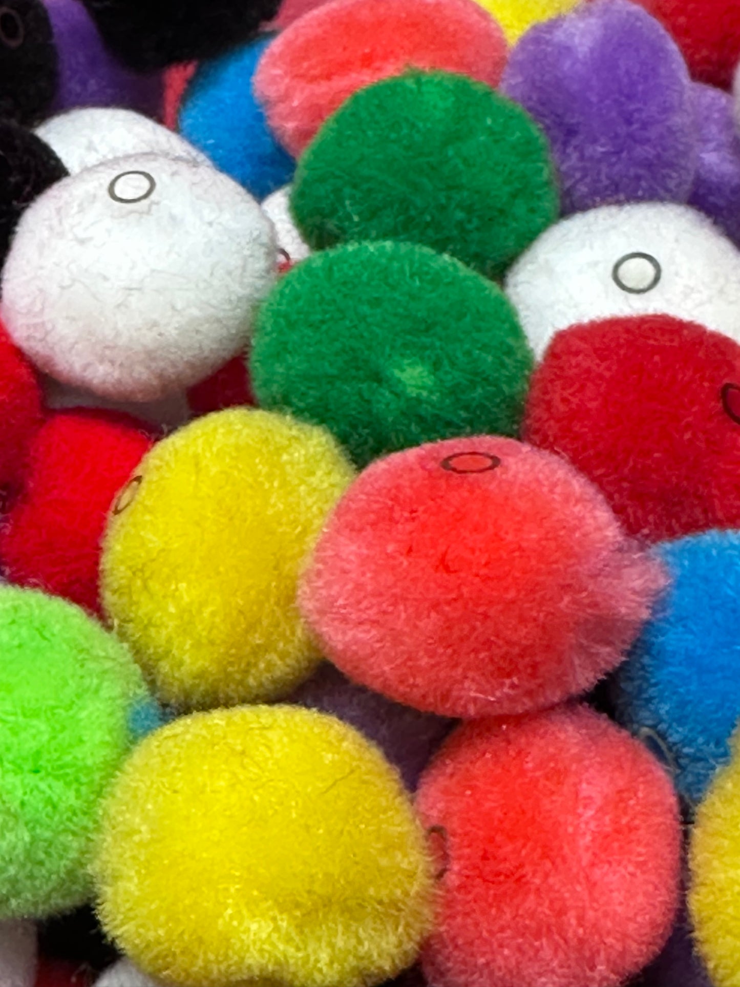 Pom Pom Beads/ beadable pen/ furry bead/ multicolored / keychain bead/ puffy bead/ fur ball/ ten (10) Pom poms