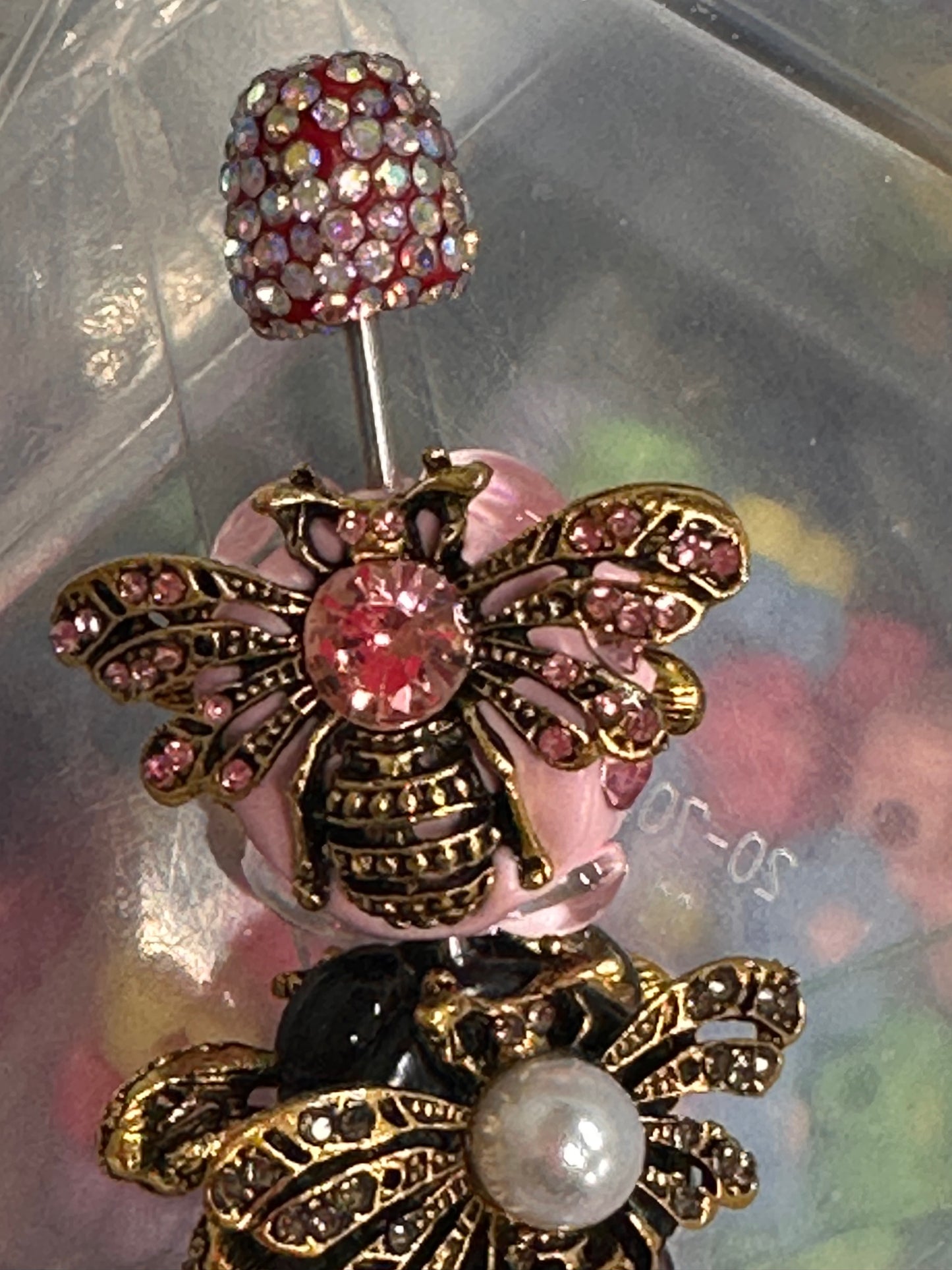 Fancy handmade bee rhinestone beads/one bead included/fancy Beads/ beadable pen/ keychain bead/ /20mm approx.