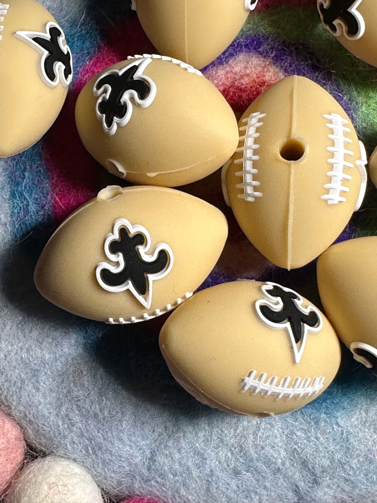 3D New Orleans Saints focal bead design / football shaped