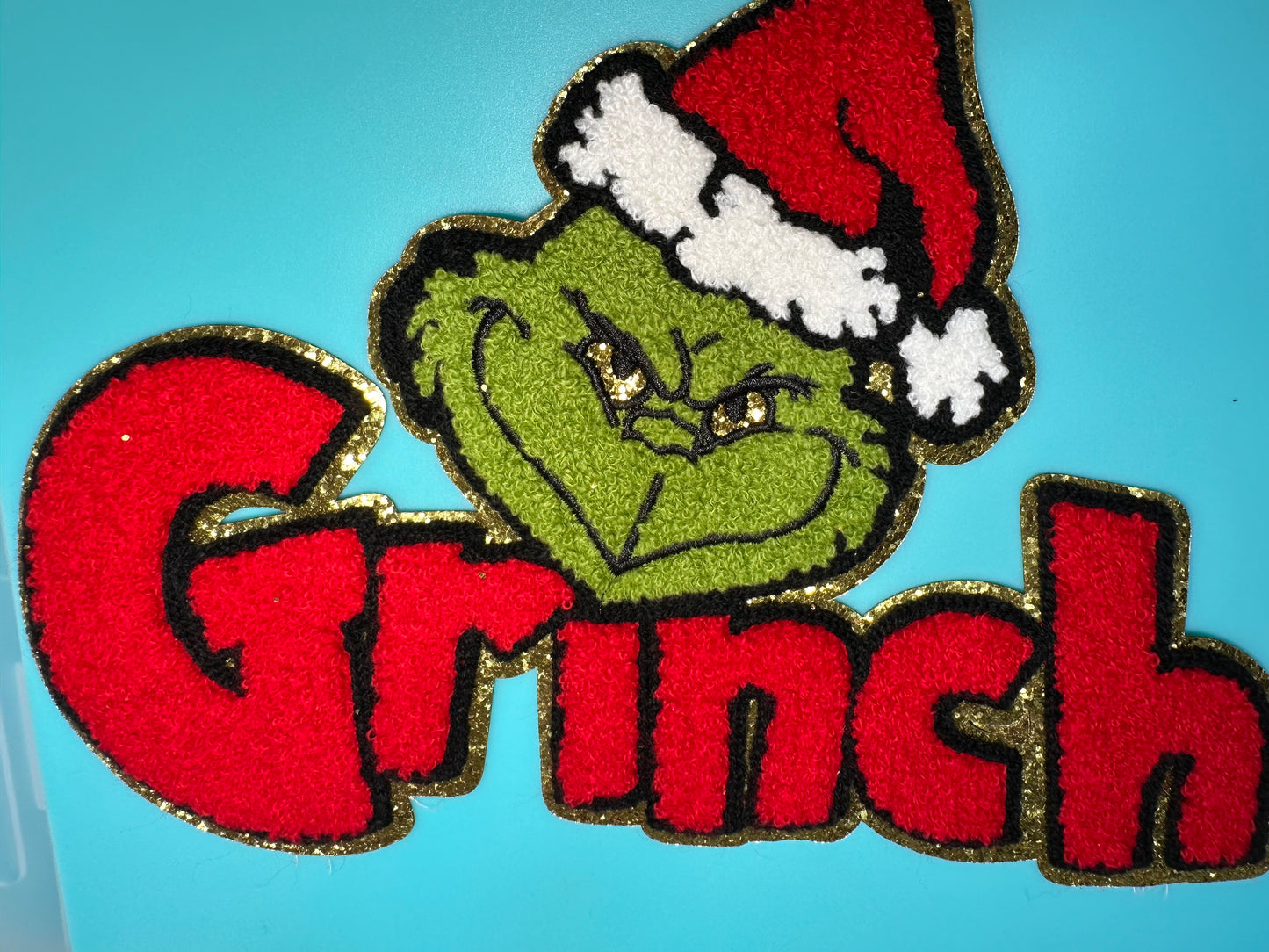 EVERYONES FAVORITE GROUCHY CHRISTMAS HATER PATCH LARGE APPROX. 11 X 7.5 -RED