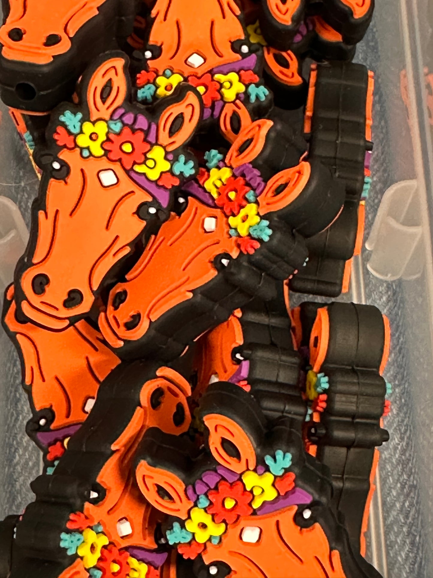 Horse/ Focal Bead/ beadable pen/ Silicone bead/ keychain bead/horseback/ flower halo
