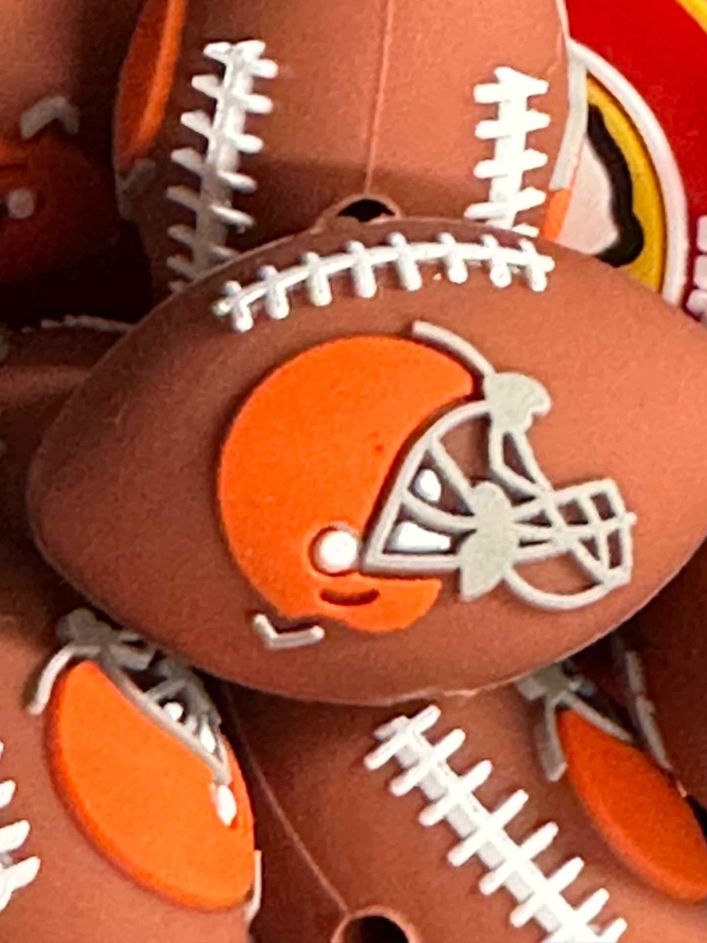 3D Football shaped Browns focal bead / football