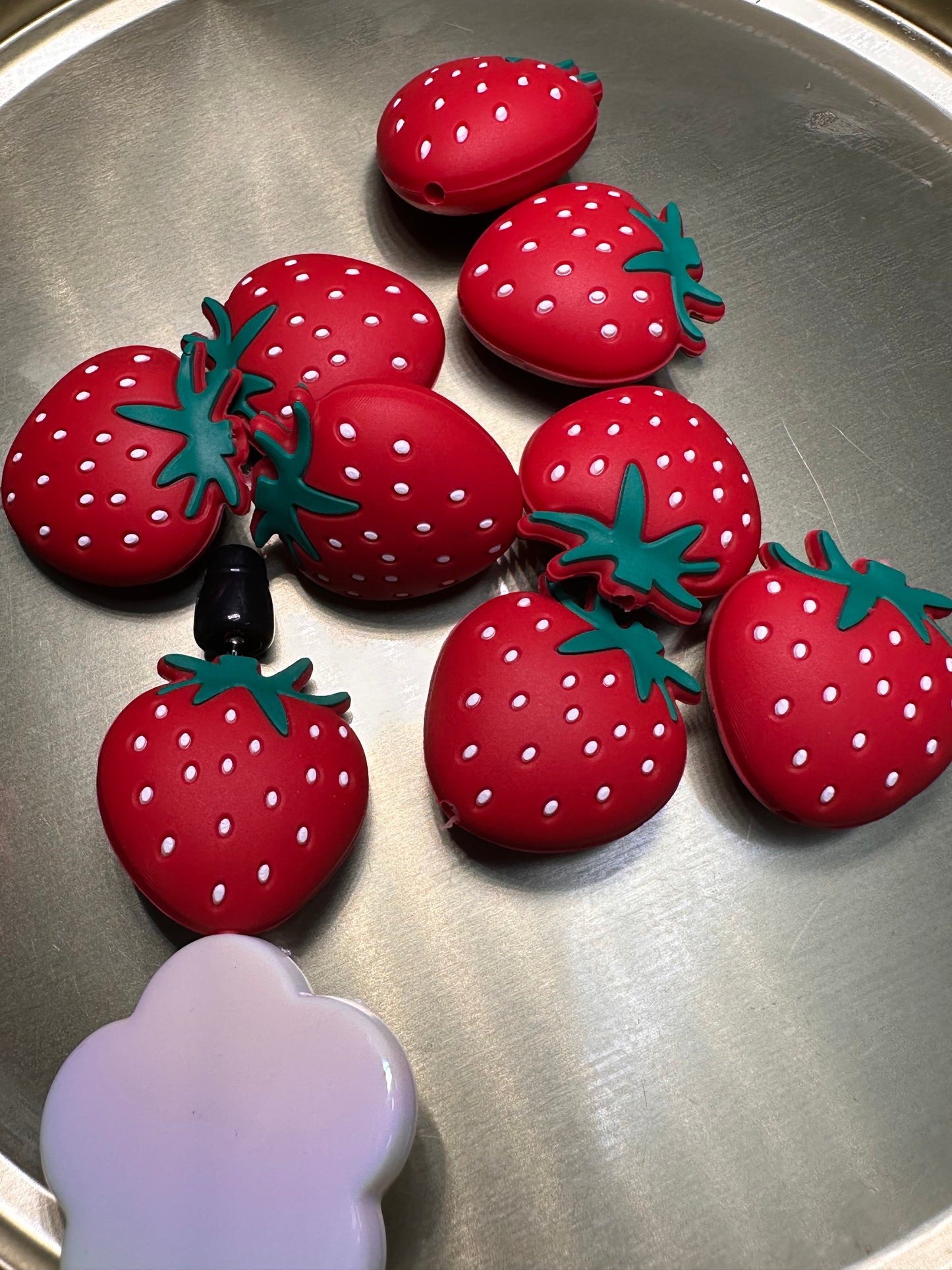 3D Strawberry focal bead/ silicone bead for pen beading/