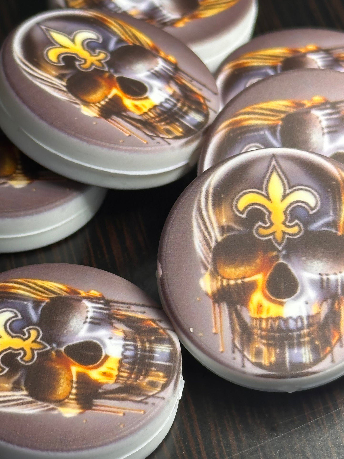 NEW Saints focal bead/ football/ printed silicone bead