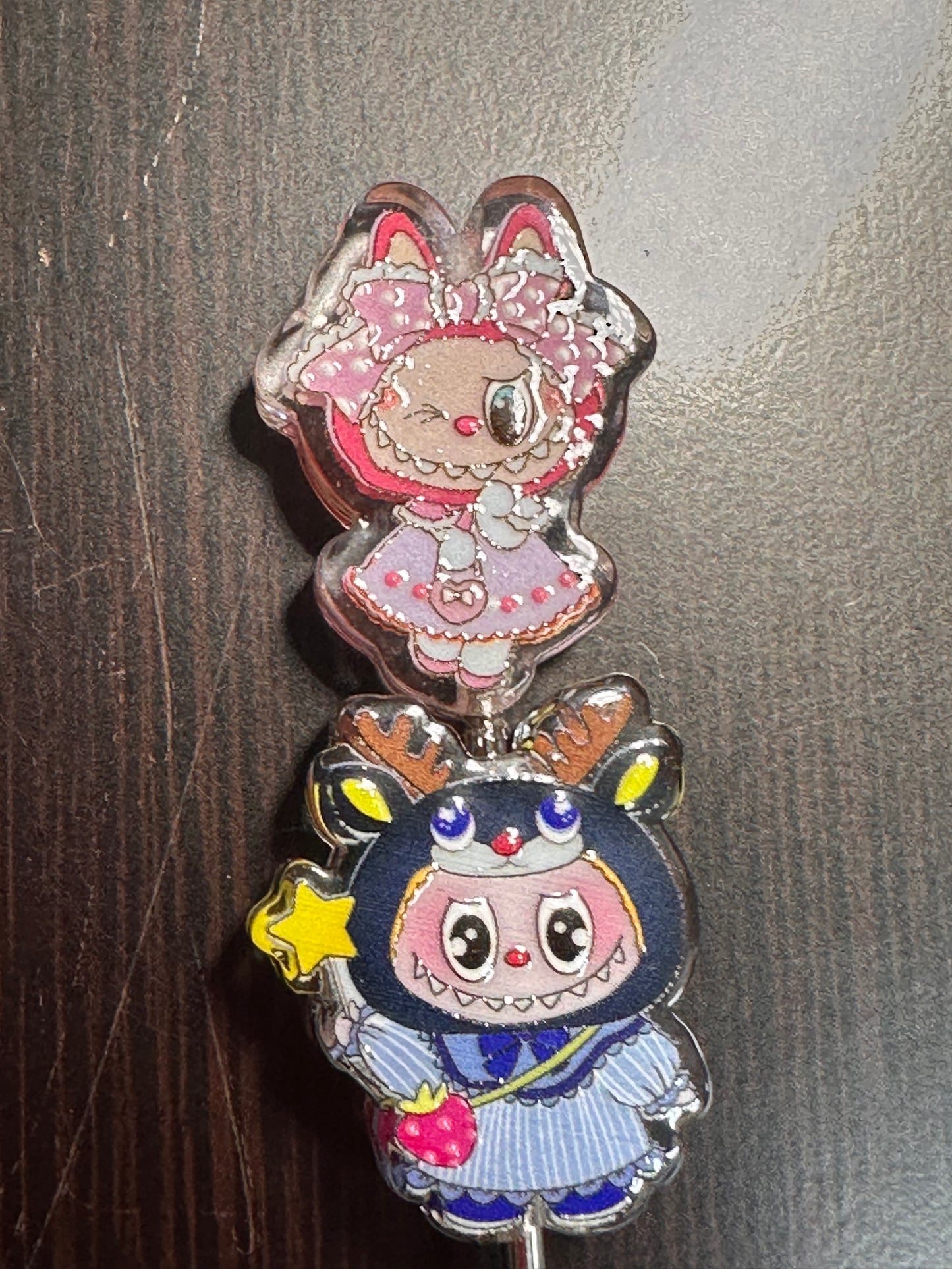 Labubu monster acrylic beads/Five (5) pendants included / keychain DIY/pen beads