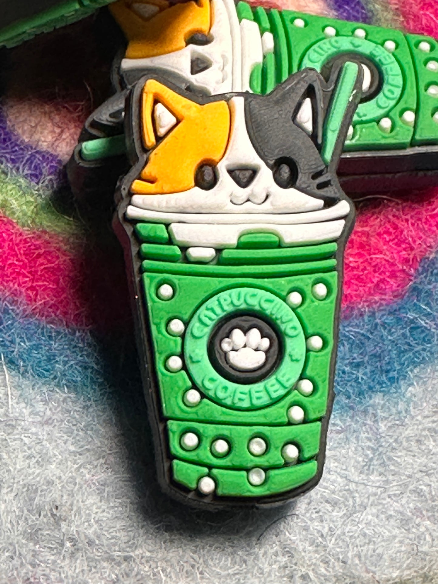 Coffee catpuccino Cat Focal Bead/ beadable pen/ Silicone bead/ animal/ keychain bead/ kitty/