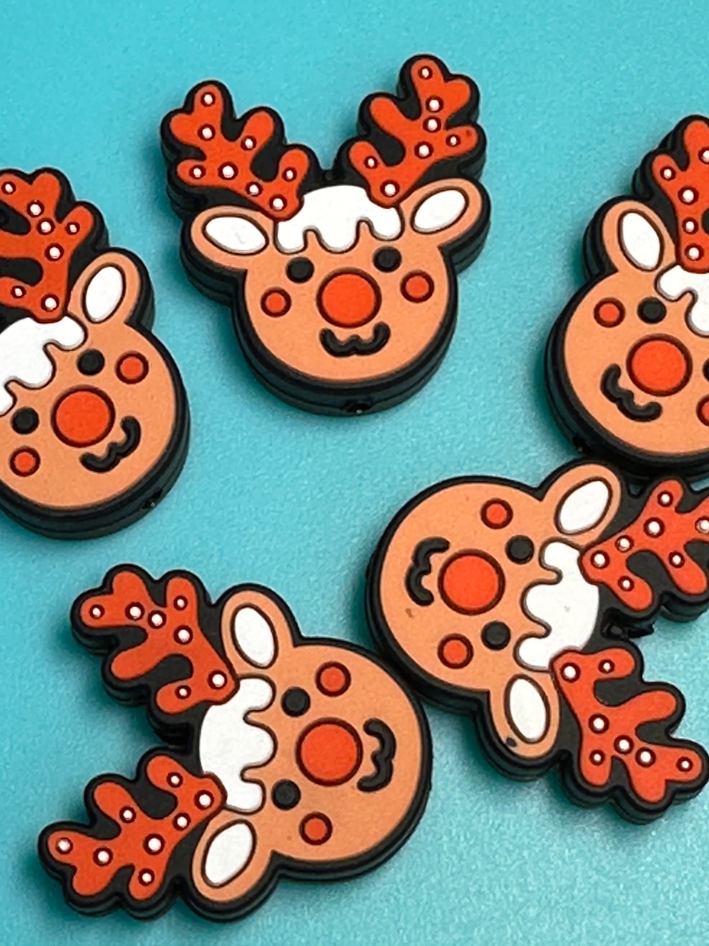 Christmas reindeer Focal Bead/ beadable pen/ Silicone bead/ keychain bead/