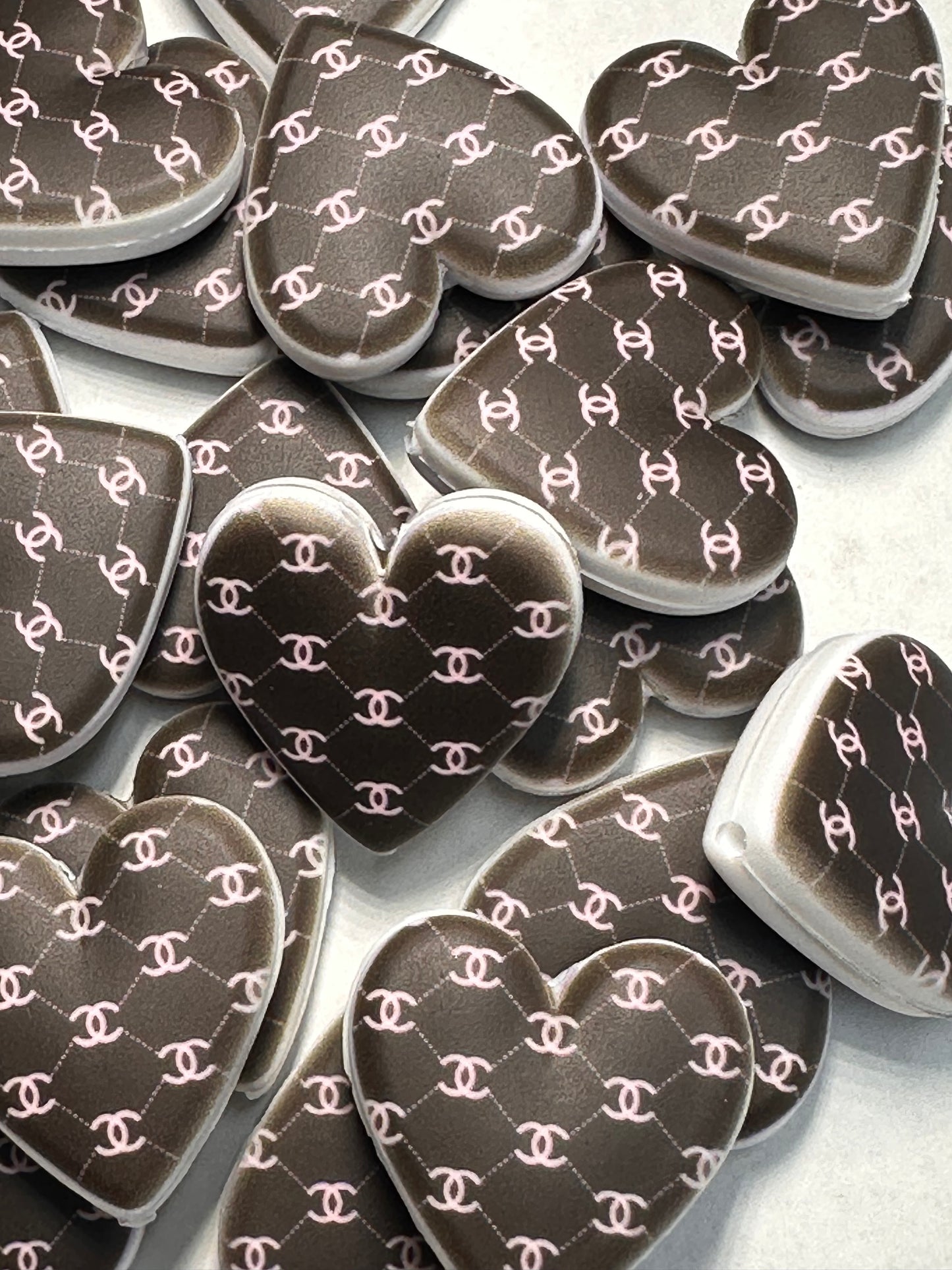 Heart shaped silicone focal bead with designs/ pen beading/ keychain bead/ DIY/ fancy bead #6