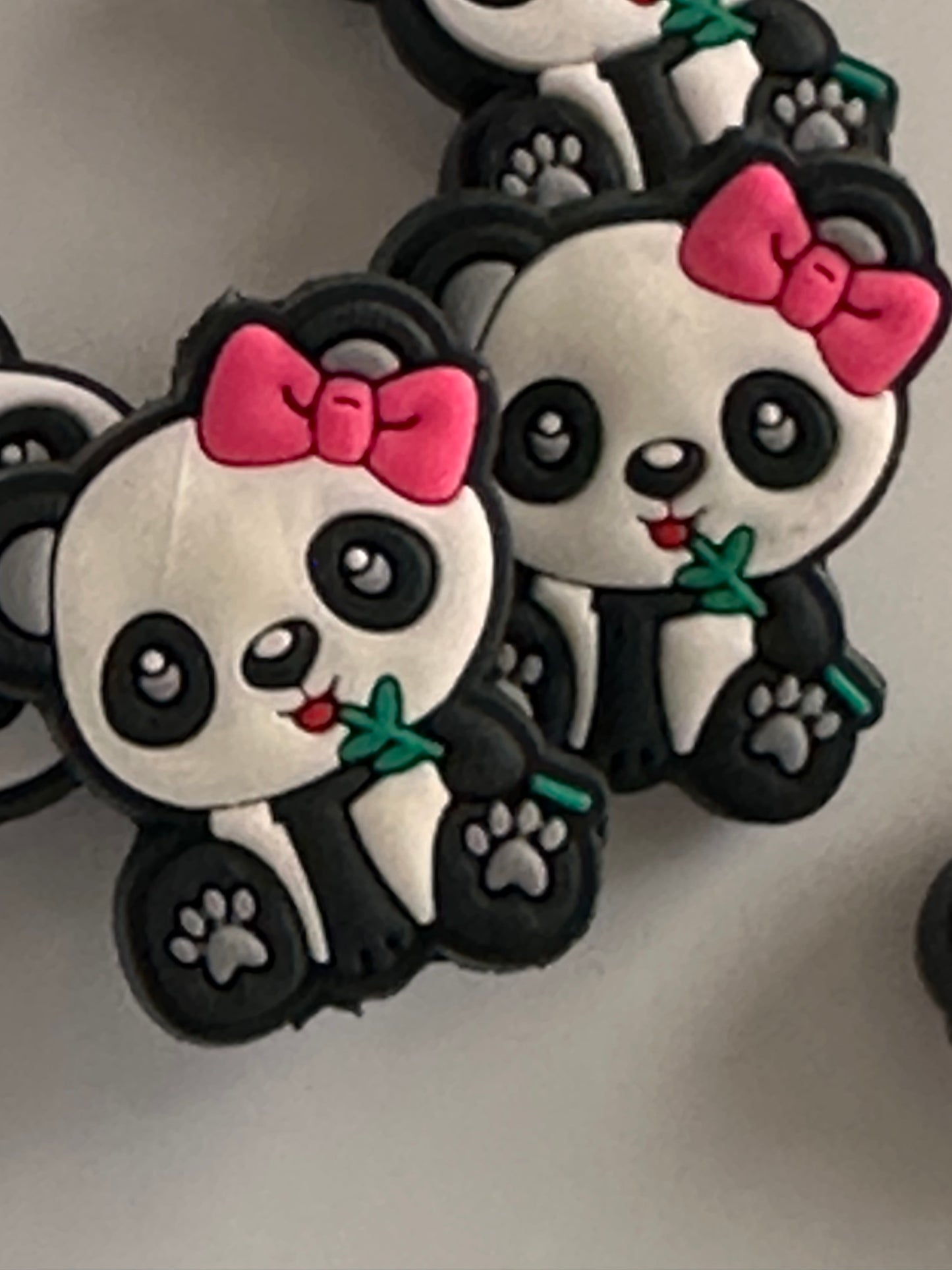 Panda bear with pink bow/ Focal Bead/ beadable pen/ Silicone bead/ keychain bead/ bear