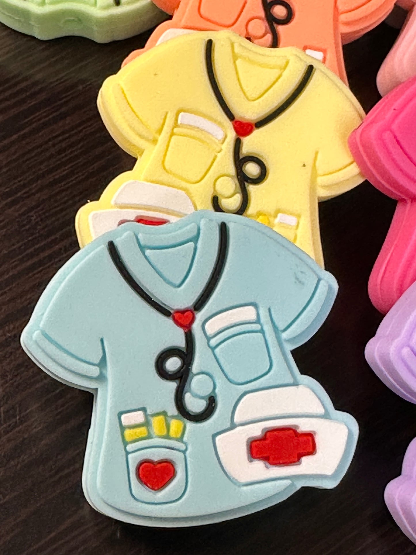 Nurse scrubs silicone focal bead