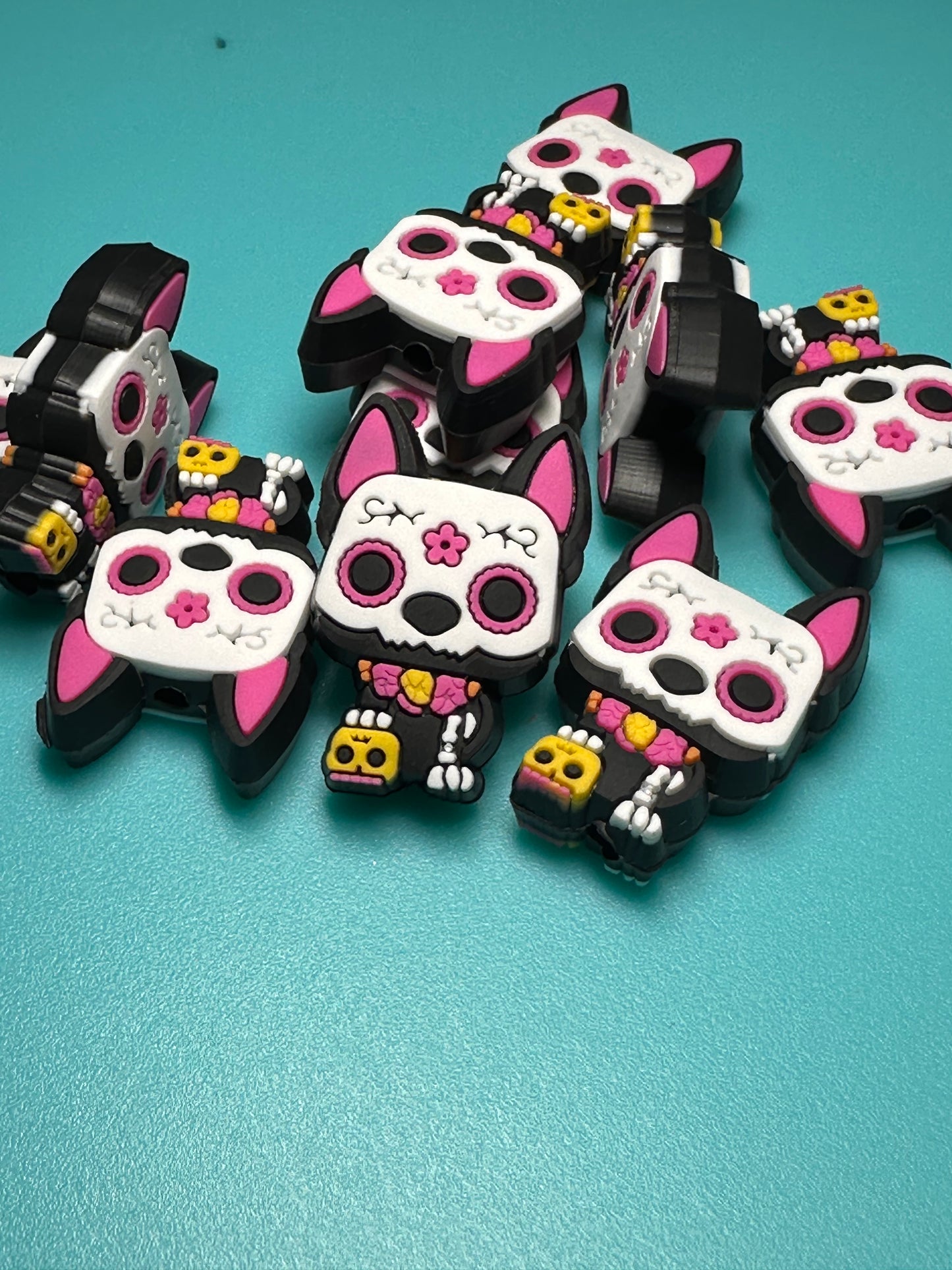 Day of the dead Focal Bead/ beadable pen/ Silicone bead/ keychain bead/dog/ puppy/ Mexican holiday