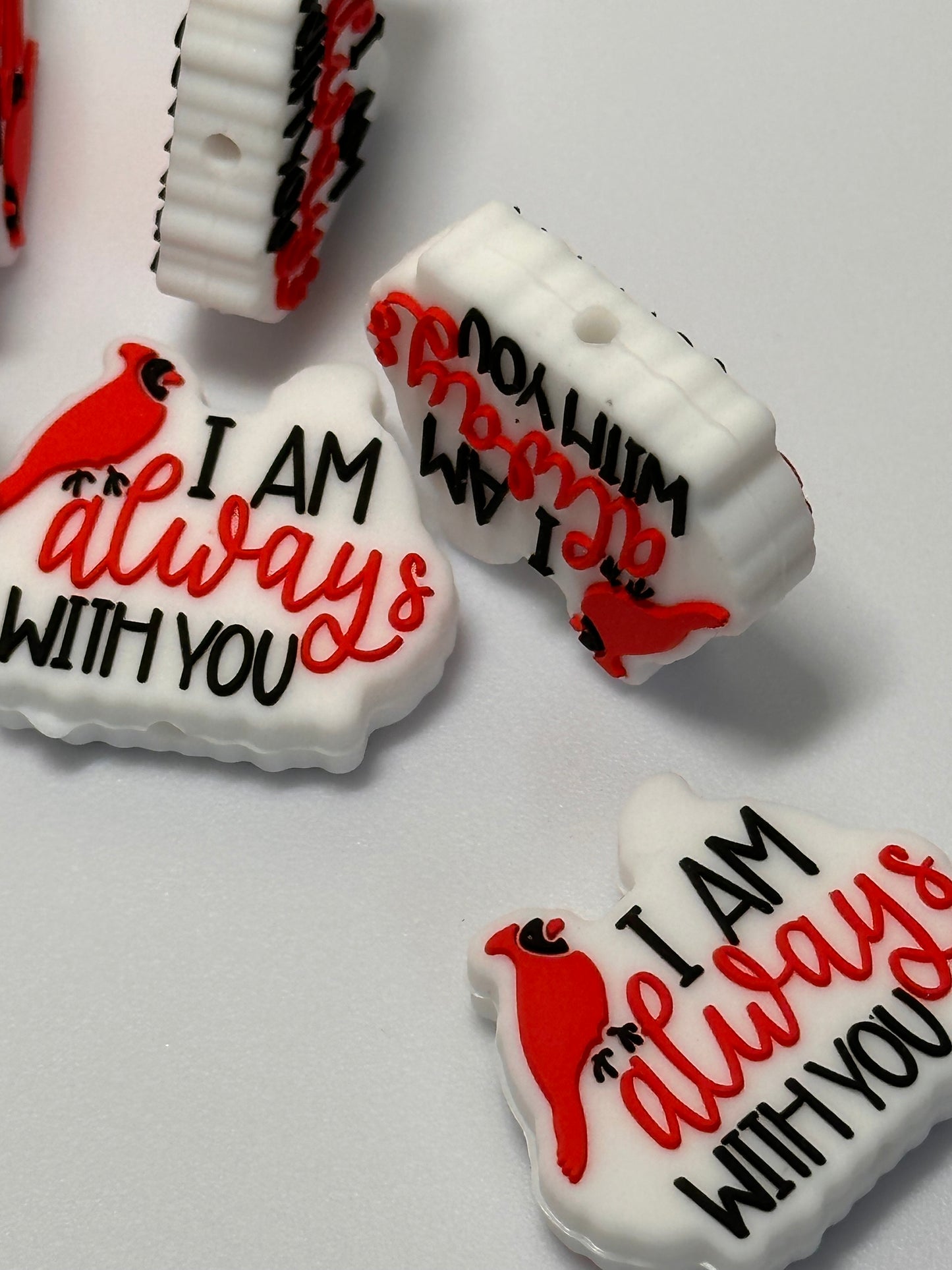 Remembrance/ red bird/ cardinal/ Focal Bead/ beadable pen/ Silicone bead/ keychain bead/