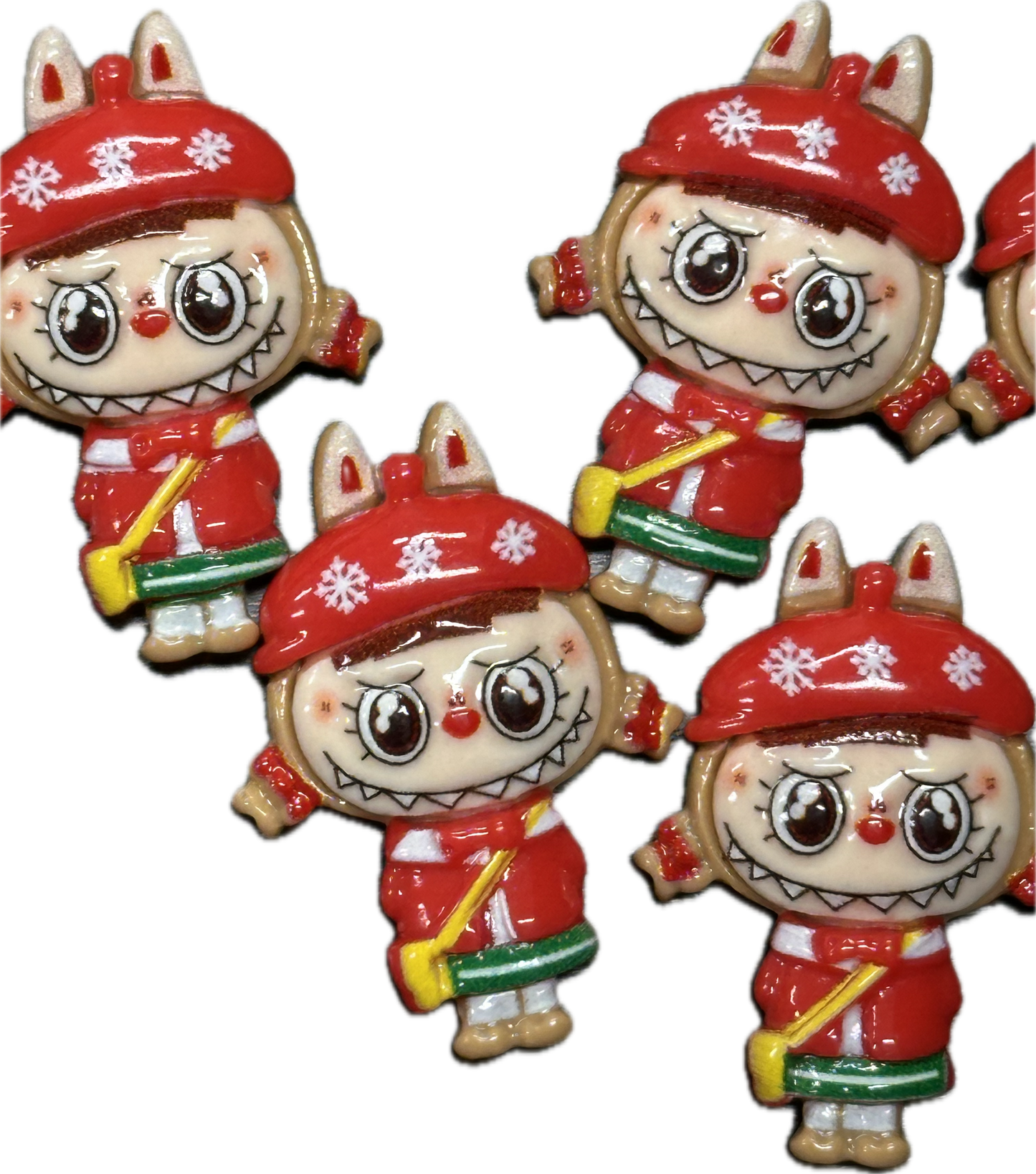 Labubu Christmas flat back charms/Seven different (7) charms included /acrylic pieces perfect for DIY phone cases