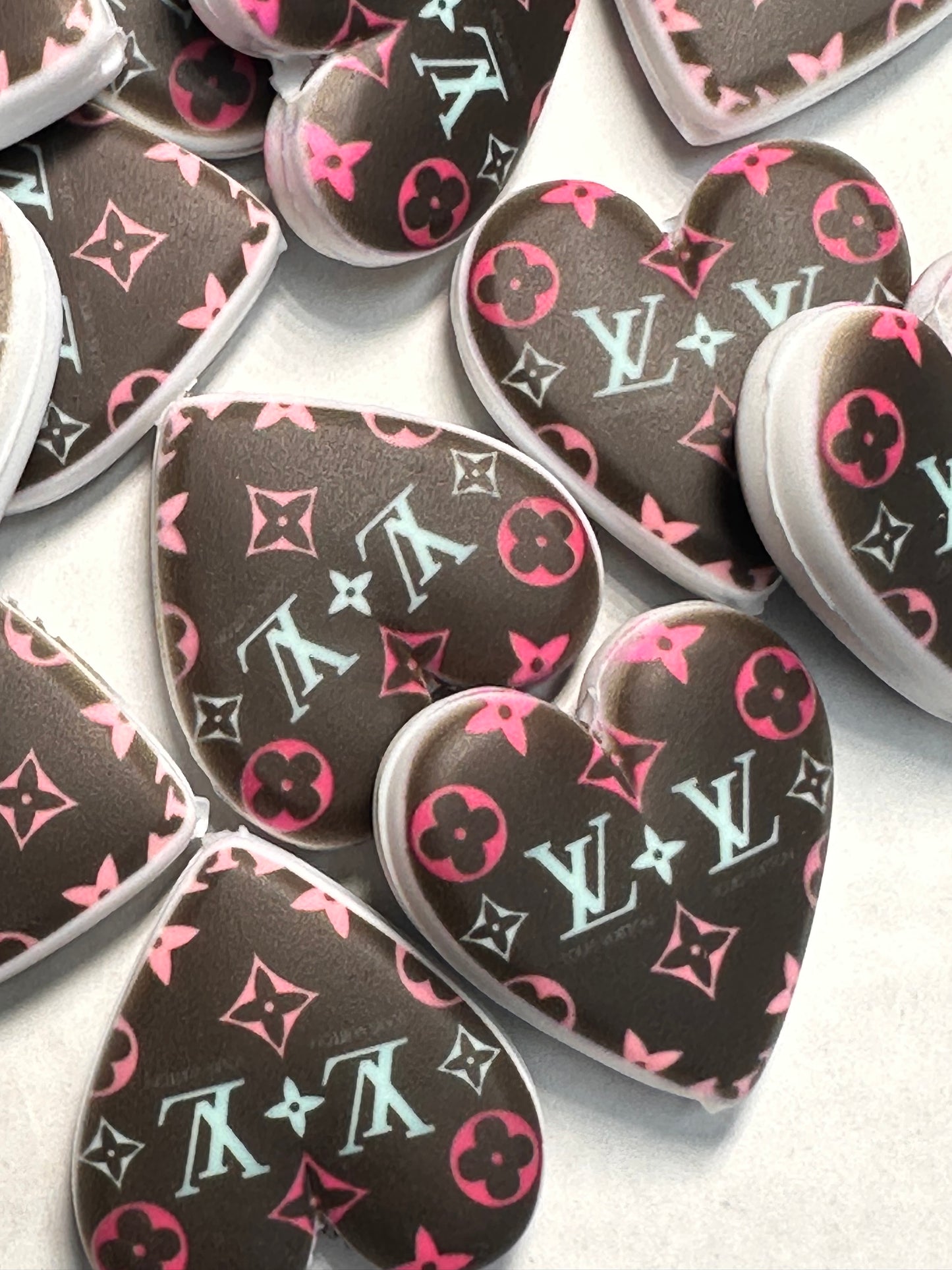 Heart shaped silicone focal bead with designs/ pen beading/ keychain bead/ DIY/ fancy bead #5