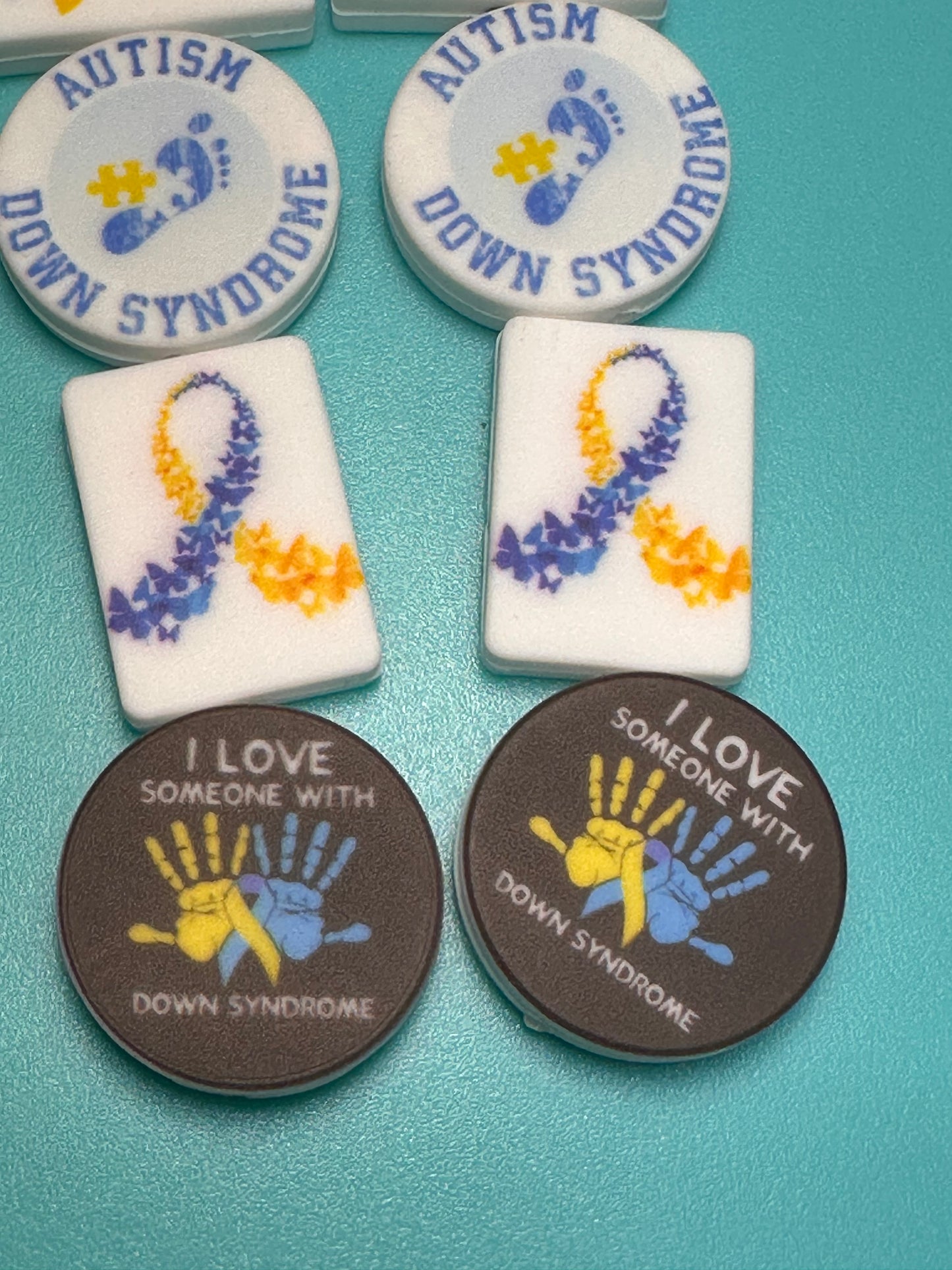 Down Syndrome Awareness Ribbon Focal Beads/ beadable pen/ Silicone bead/ keychain bead/ 5 designs/ World Down Syndrome Day