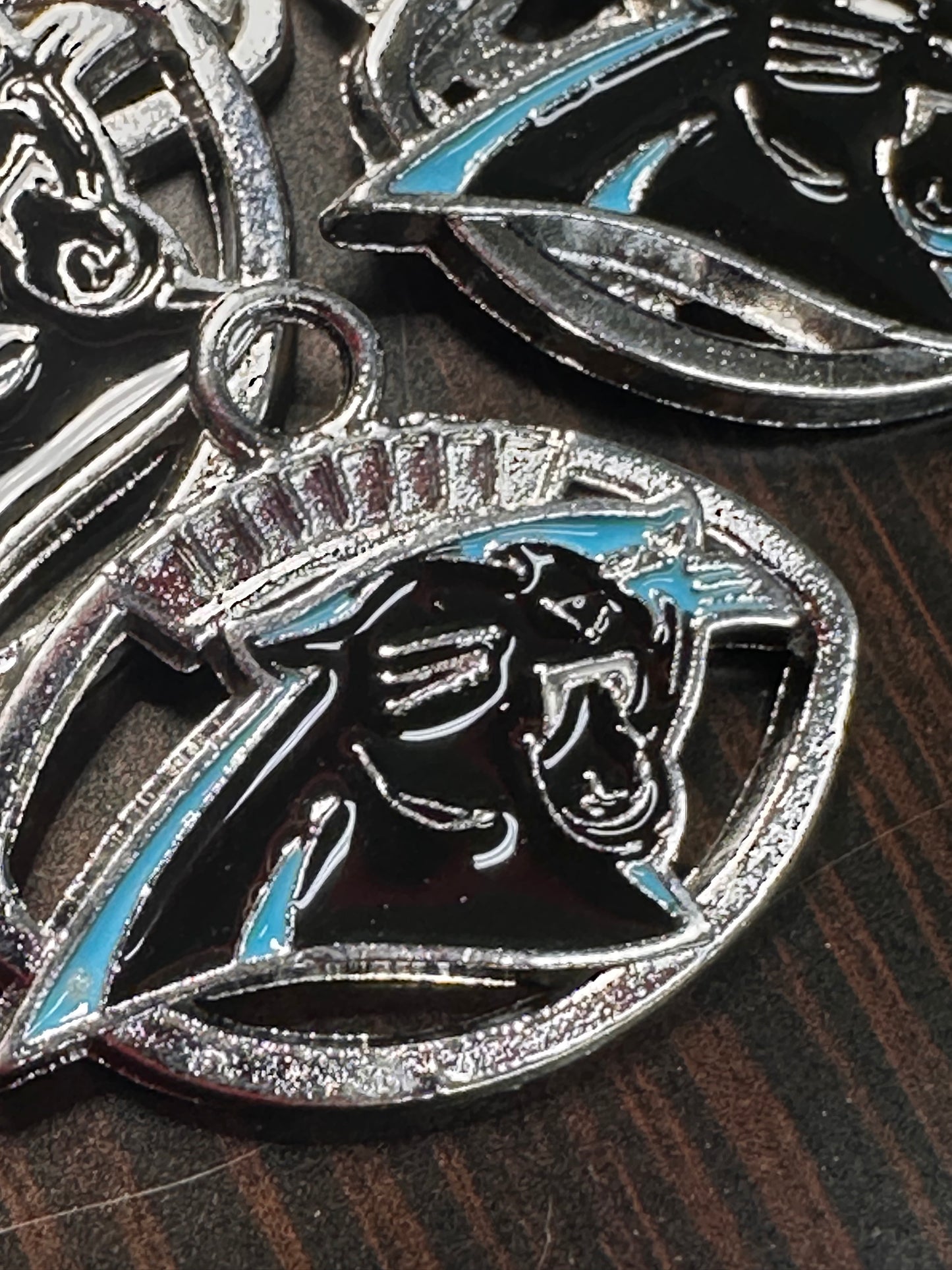 Enameled metal charms/ Carolina Panthers pendant/ DIY charm bracelet/ DIY necklace