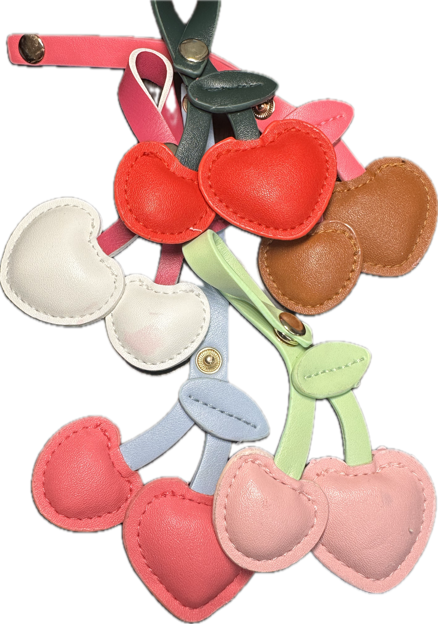 Cherry / Cherries Faux Leather Charms- for bag charms, keyrings, purse charm