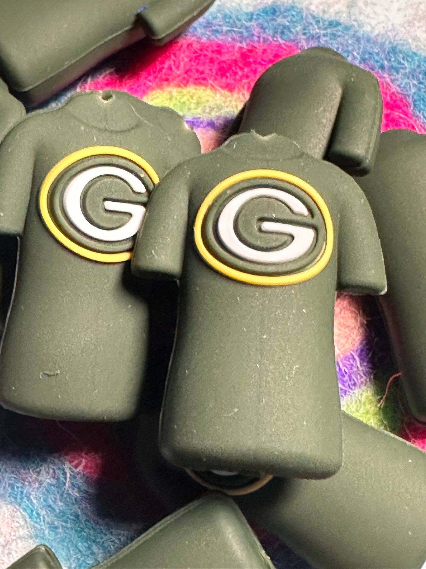 3D Green Bay football jersey shaped focal bead