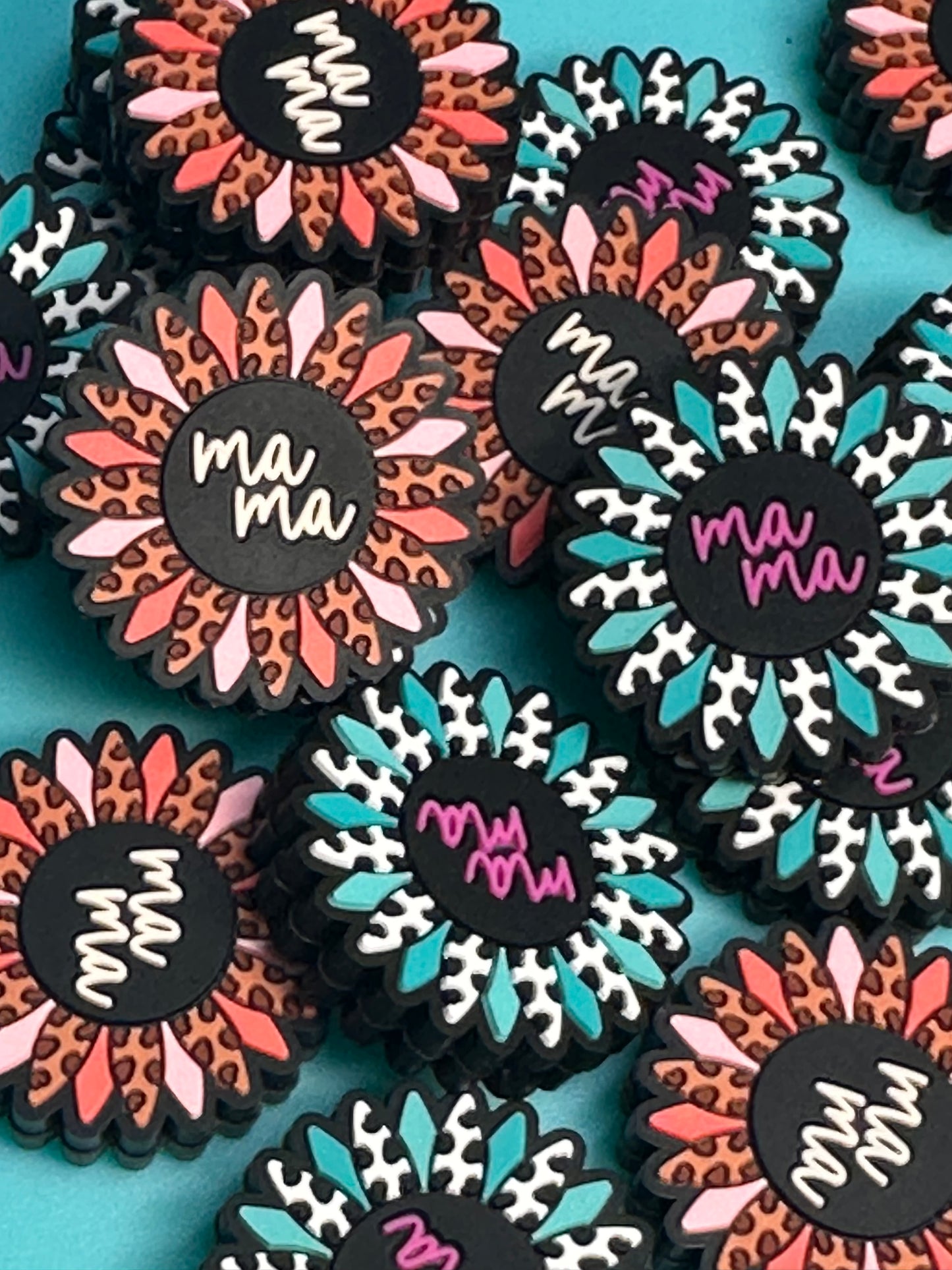 Mom/ mama Focal Bead/ for beadable pen/ Silicone bead/keychain bead/ rectangle shaped/ Mothers Day/ Blessed mama