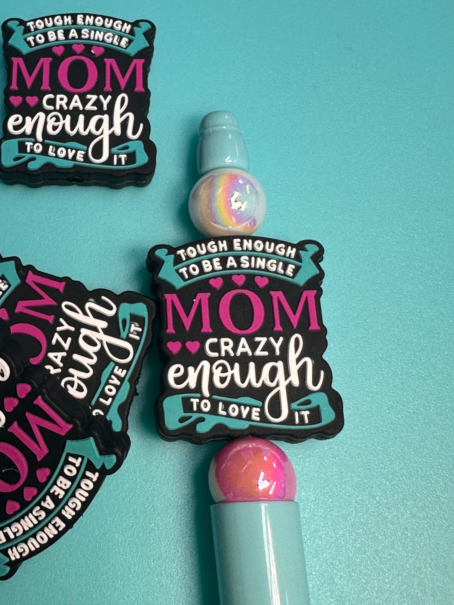 Single mom life/ Mommy/ mama Focal Bead/ for beadable pen/ Silicone bead/keychain bead/ Mothers Day/ Blessed mama/ mom