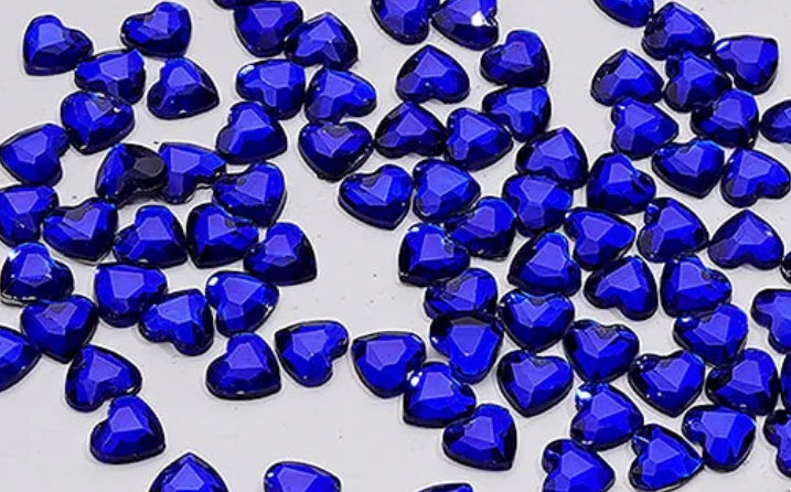 Sparkly little flat backs faceted heart shaped charms/many colors/