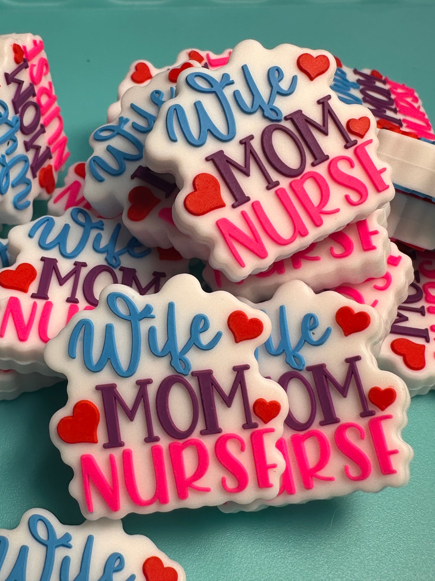 Wife mom nurse bead/ mama Focal Bead/ for beadable pen/ Silicone bead/keychain bead/ Mothers Day/ Blessed mama/ mom