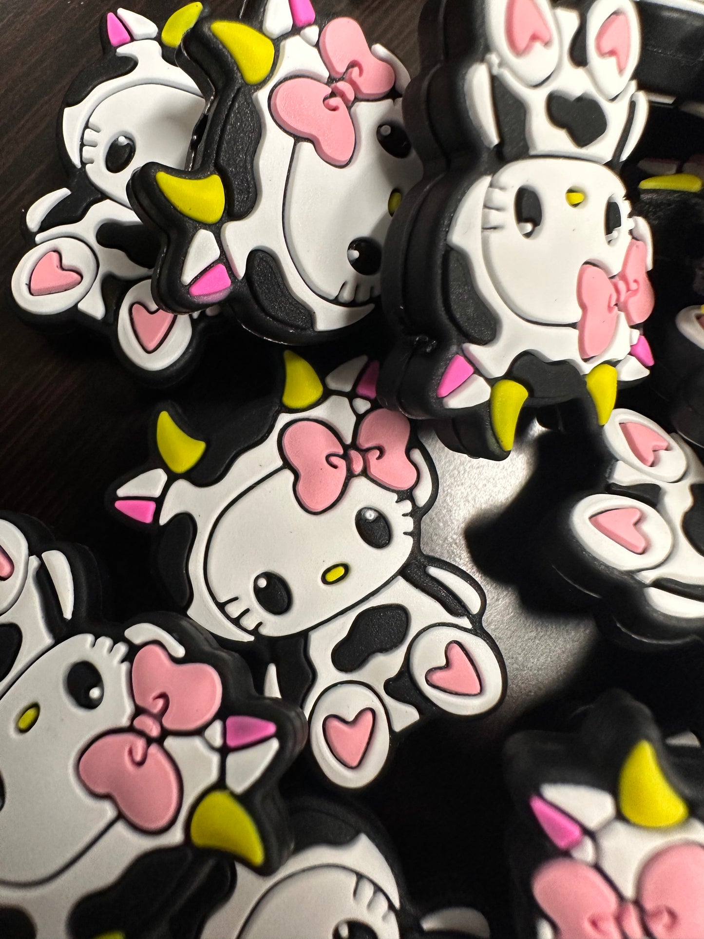 Black and white cows / Focal Bead/ beadable pen/ Silicone bead/ keychain bead/ animal/ farm/