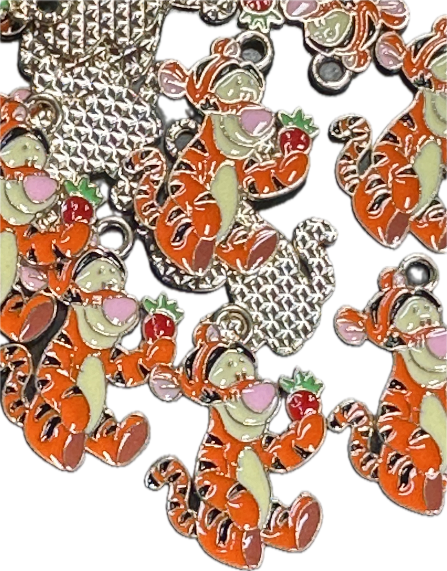 Enameled metal charm/orange tiger/ pendant/ DIY charm bracelet/ DIY necklace