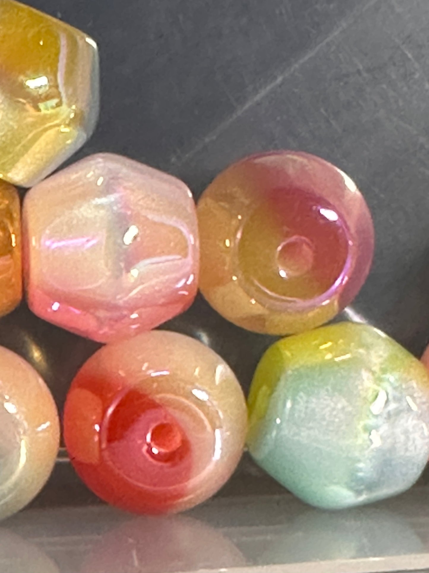 Ten (10) acrylic assorted random color rhombus shaped beads included/ jewelry Bead/ beadable pen beads/ keychain bead/ DIY/ shiny unique shaped/ UV coated