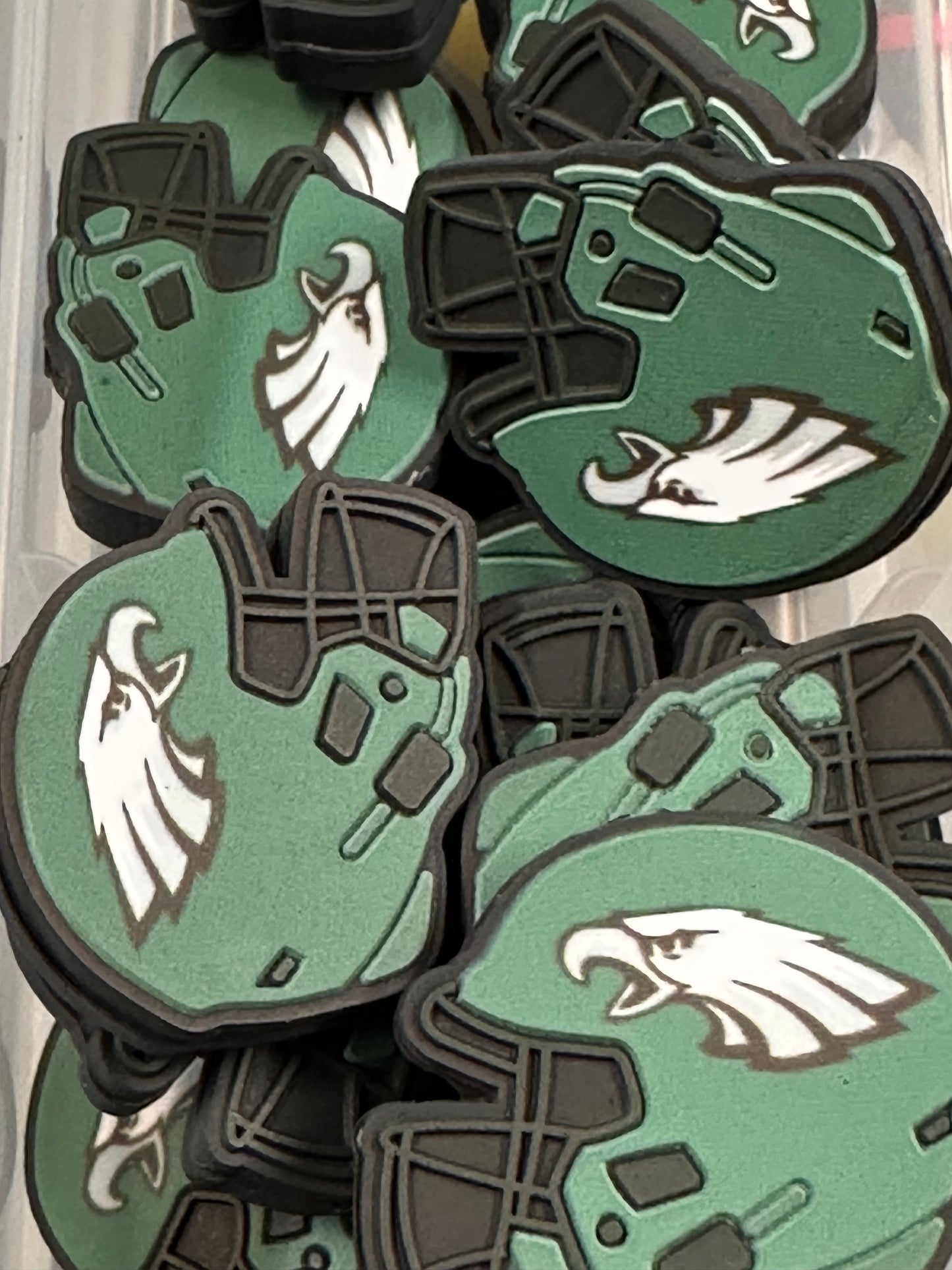 Philadelphia Eagles focal bead/helmet shaped silicone bead