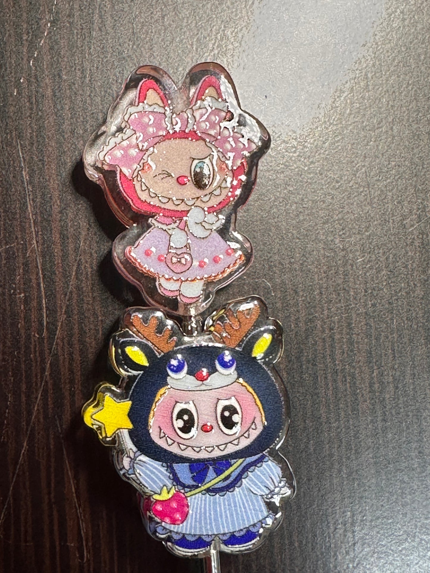 Labubu monster acrylic beads/Five (5) pendants included / keychain DIY/pen beads