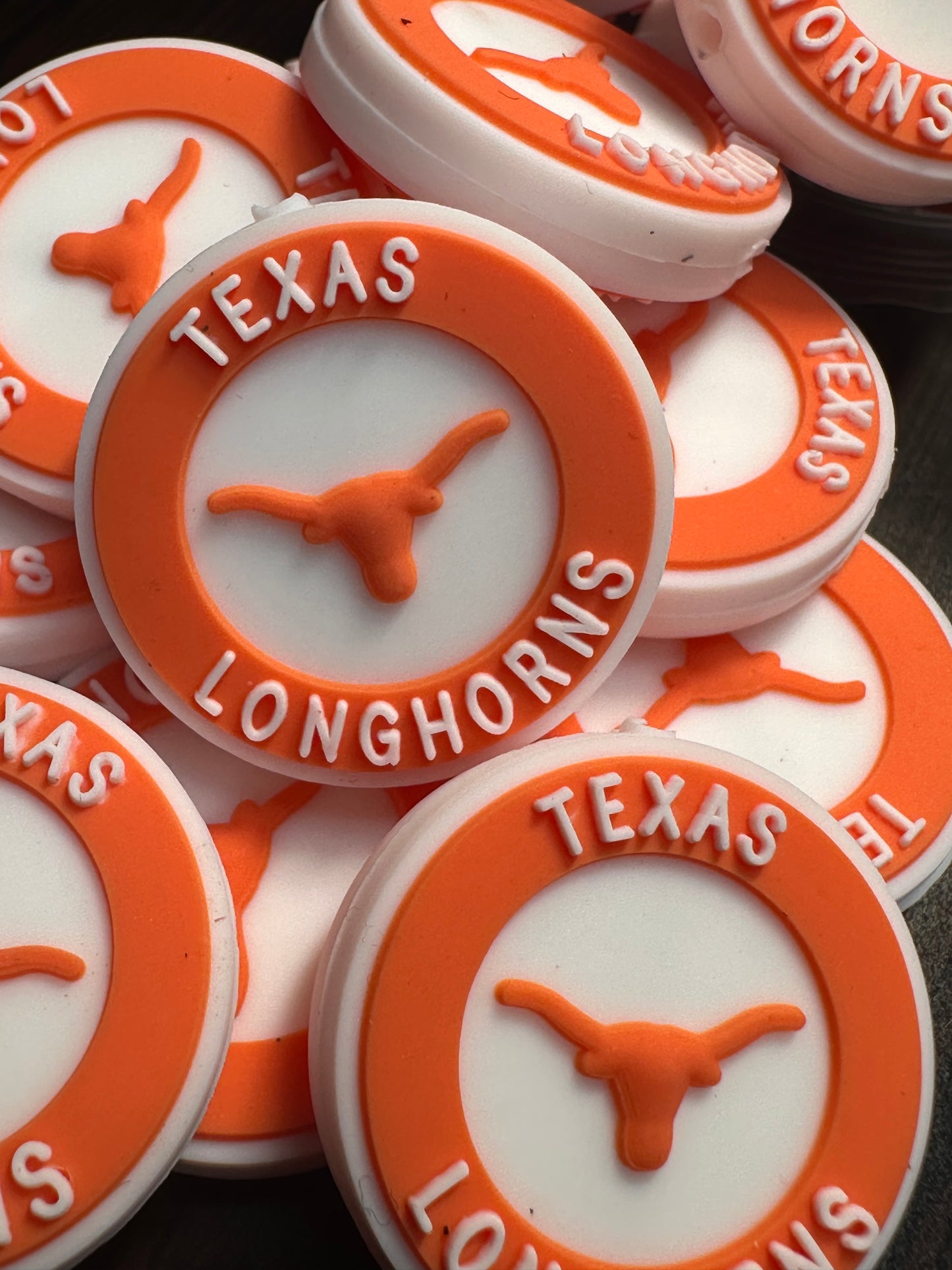 Texas Longhorns focal beads/ NFL /Focal Bead/ beadable pen/ Round Silicone bead/ keychain bead / Football/