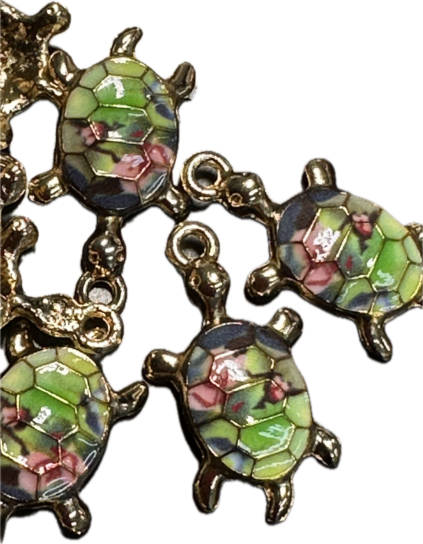 Gold Turtle Charms with Colorful Enamel Shell – DIY-earrings,necklace,charm bracelet/ sea turtle