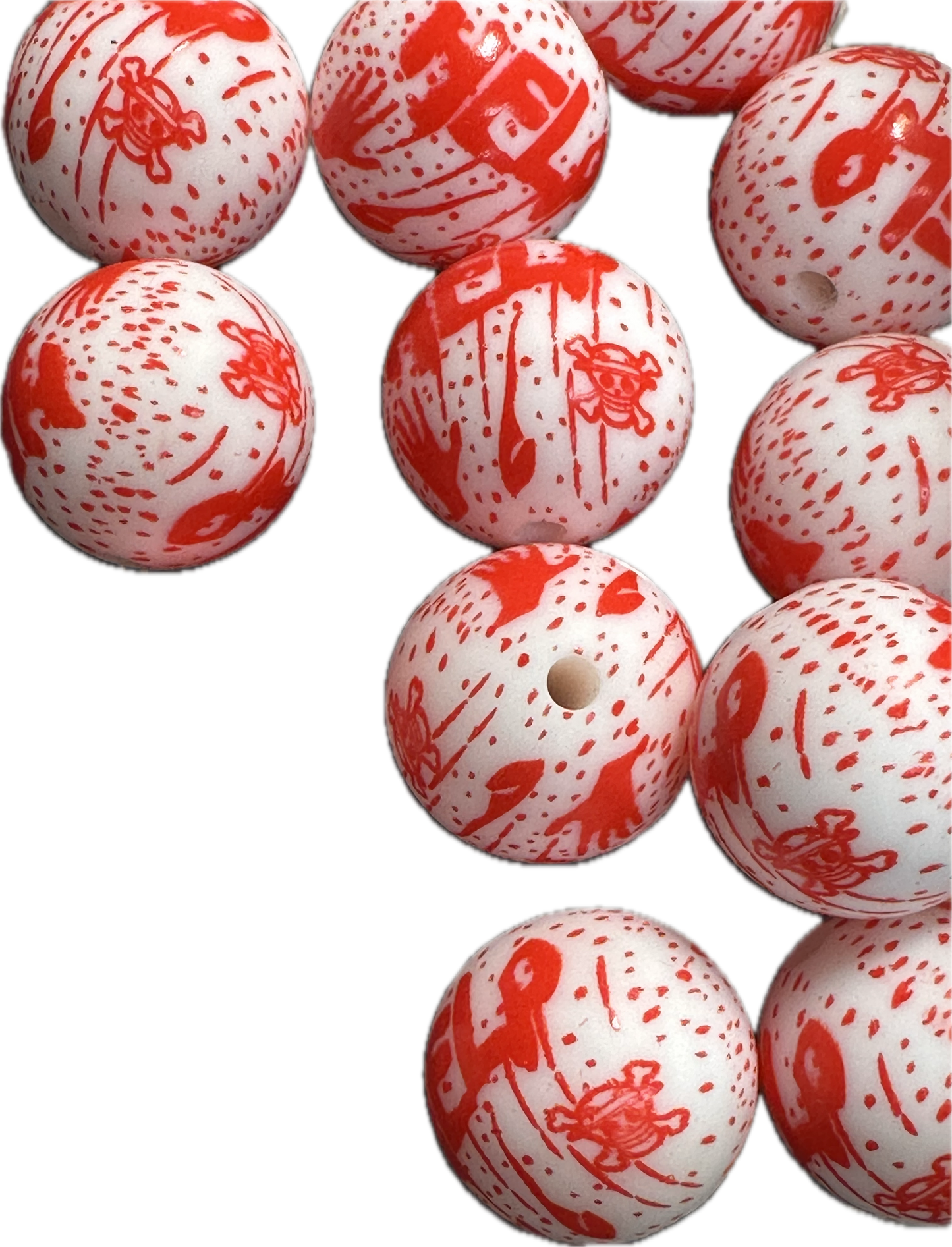 Horror HELP printed beads /15 mm round shaped/beadable pen/ keychain bead/10 beads included