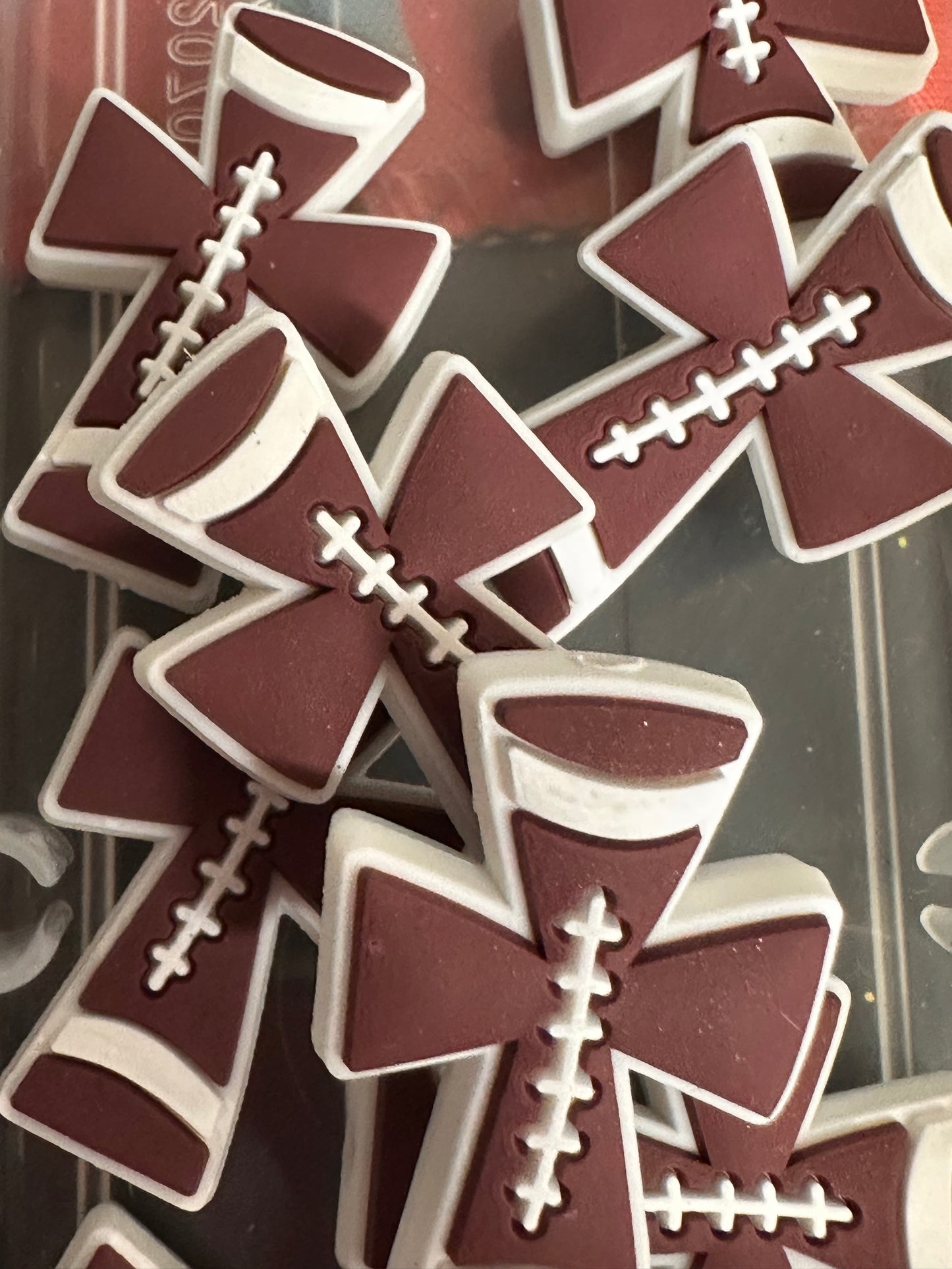Football Cross silicone focal bead/ pen beading/ keychain bead/ western style cross/ religious
